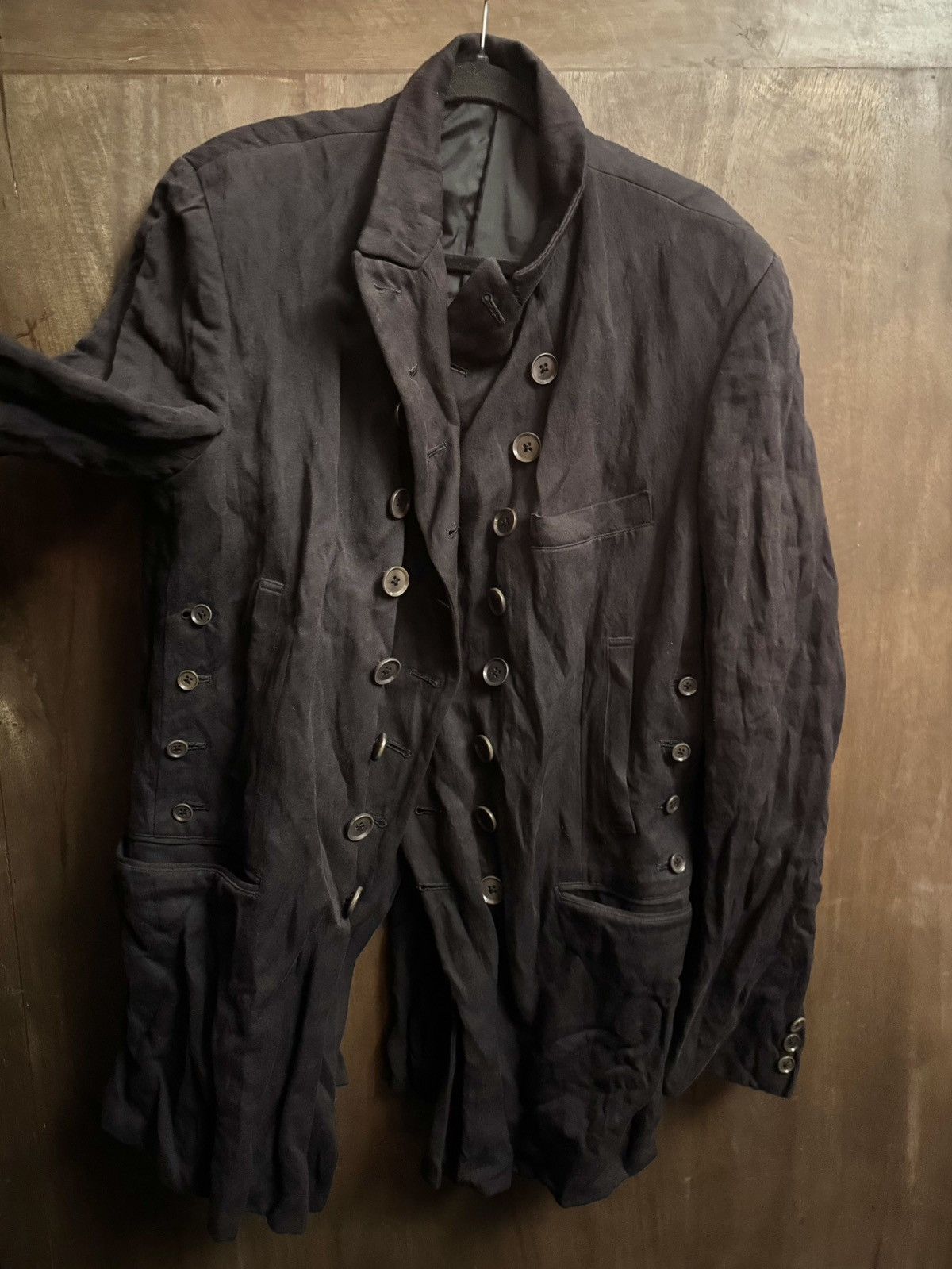 Yohji Yamamoto yohji yamamoto metal cotton navy textured jacket 3jp Size US M / EU 48-50 / 2 - 13 Thumbnail