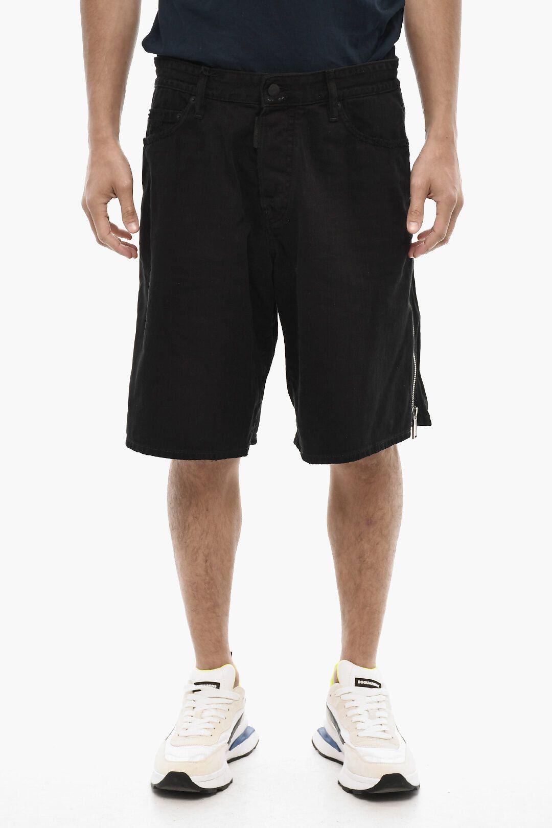 Dsquared2 Dark Wash Shorts with Side Zip Size US 28 / EU 44 - 1 Thumbnail