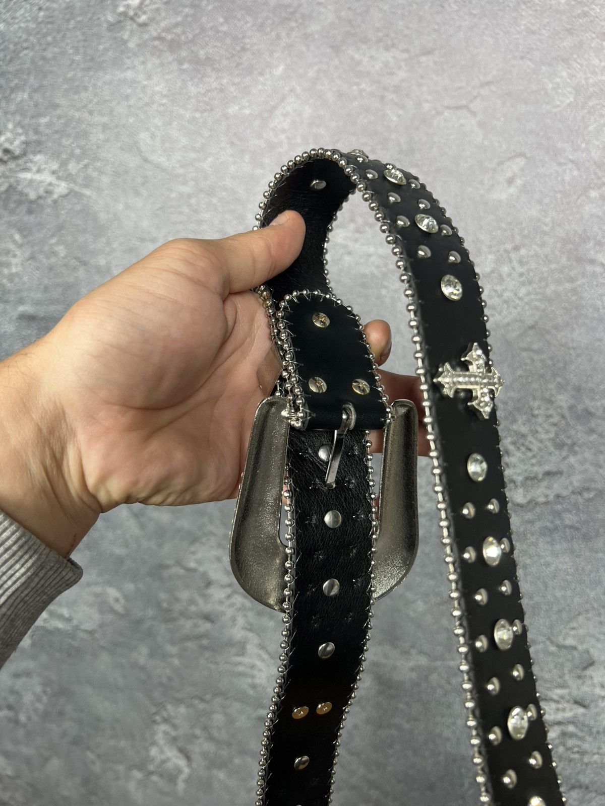 Vintage B.B Simon Style Vintage Western Leather Belt With Cross Size ONE SIZE - 8 Thumbnail