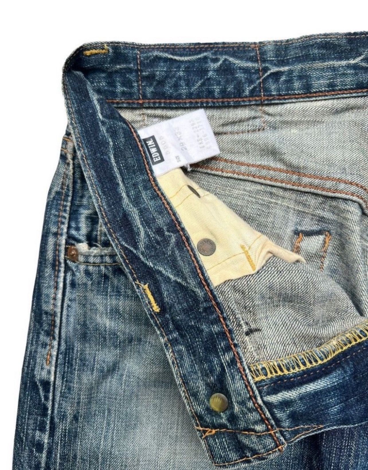 Edwin Vintage Edwin 505ZX Selvedge Distressed Denim Jeans 31x31 Size US 31 - 14 Thumbnail