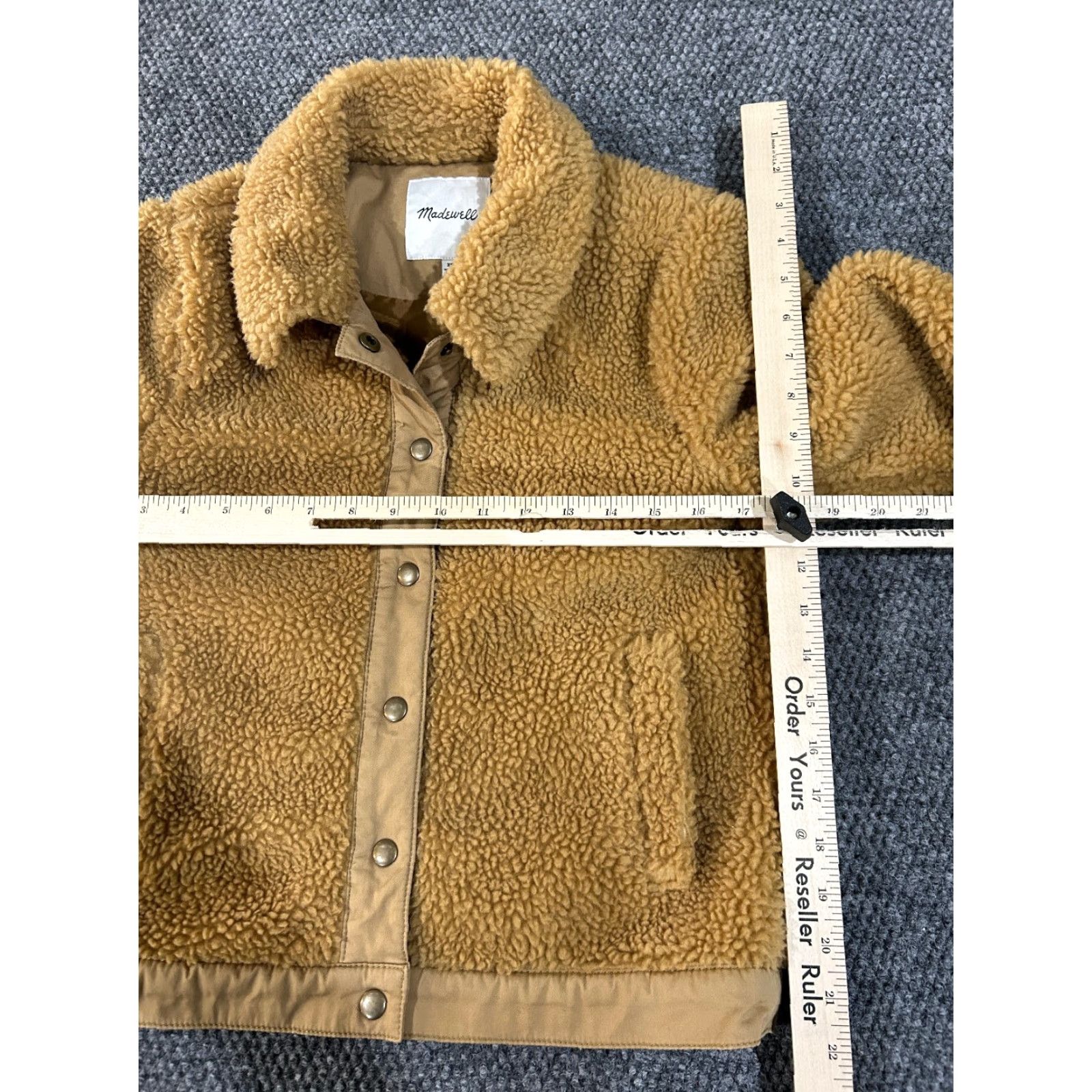 Madewell Madewell Jacket Women XS Tan Teddy Fleece Snap Front Cozy Retro Solid Brown Long Sleeve Mid-Length Regular Fit Vintage: No Size XS / US 0-2 / IT 36-38 - 4 Thumbnail