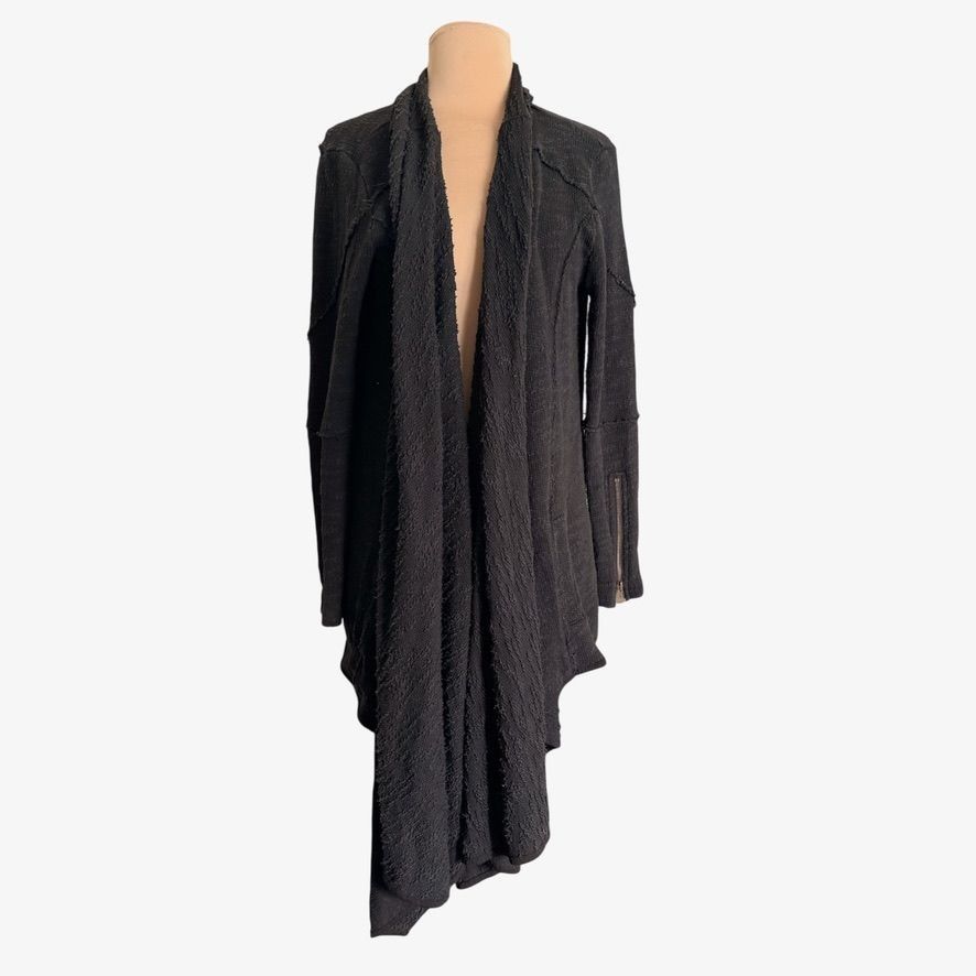 Free People Free People Oversized Knit Cardi Coat Small Black Long Zip B Size S / US 4 / IT 40 - 1 Thumbnail