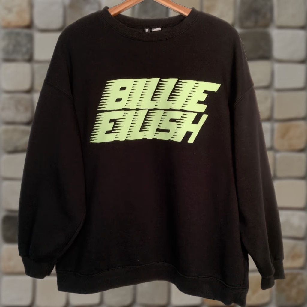 H&M Billie Eilish Sweatshirt Women L Black Neon Green Graphic Music H&M Divided Womens Size L / US 10 / IT 46 - 1 Thumbnail
