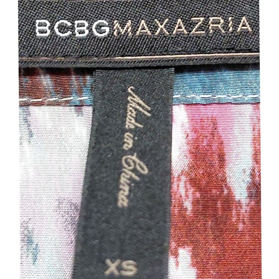 Bcbgmaxazria BCBGMAXAZRIA Silk Blouse Multicolor Graphic Print Long Sleeve XS Womens Size XS / US 0-2 / IT 36-38 - 2 Thumbnail