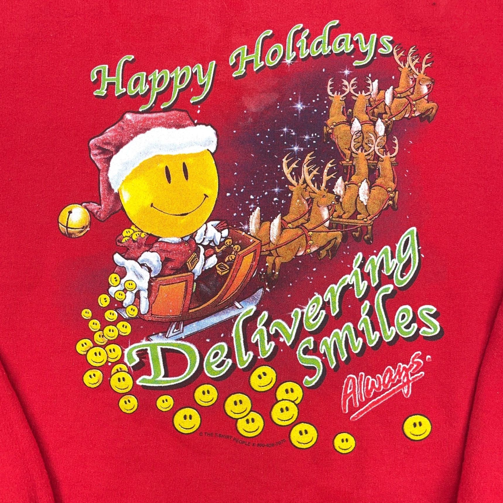 Vintage VINTAGE Christmas Sweater Women L Red Crew Neck Sweatshirt USA 90s Smiley Shirt Womens Holiday 90s USA Christmas Graphic Print Pullover Knit Size L / US 10 / IT 46 - 2 Thumbnail