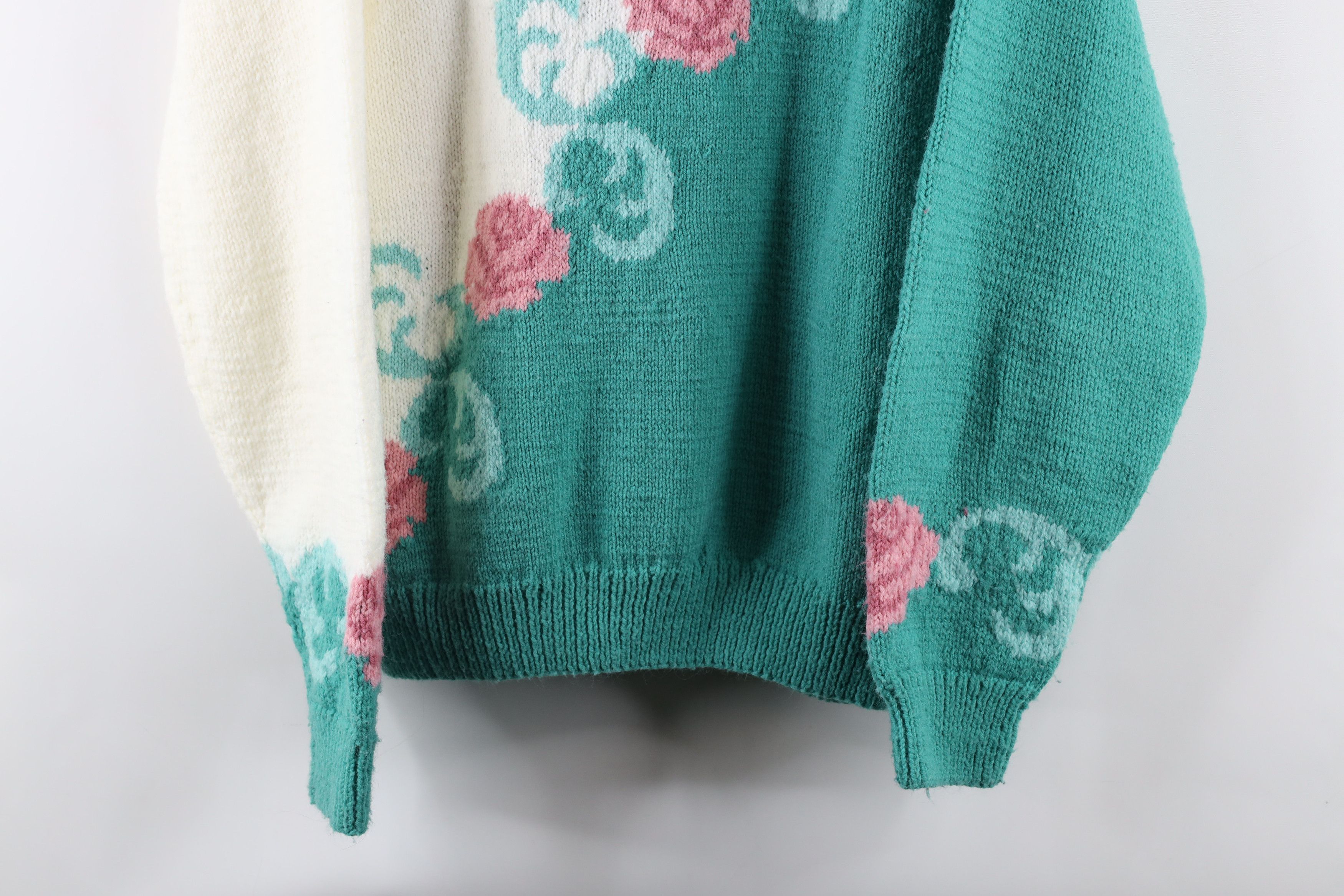 Vintage Vintage 90s Country Primitive Rose Flower Knit Sweater Size M / US 6-8 / IT 42-44 - 3 Thumbnail