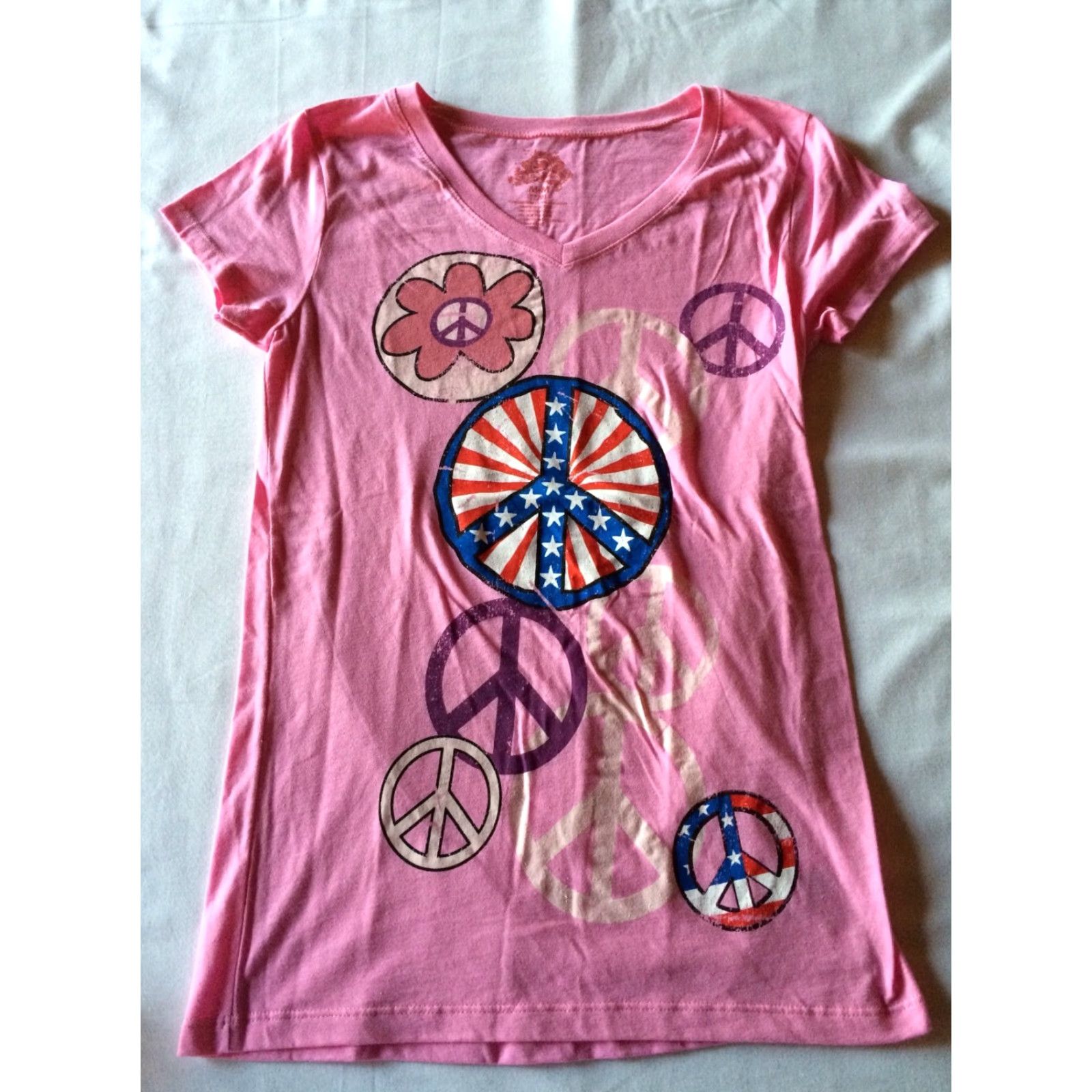 Pinko VINTAGE Peace Symbols Print Women's T Shirt Sz M Pink Tee 7/9 Size M / US 6-8 / IT 42-44 - 2 Thumbnail