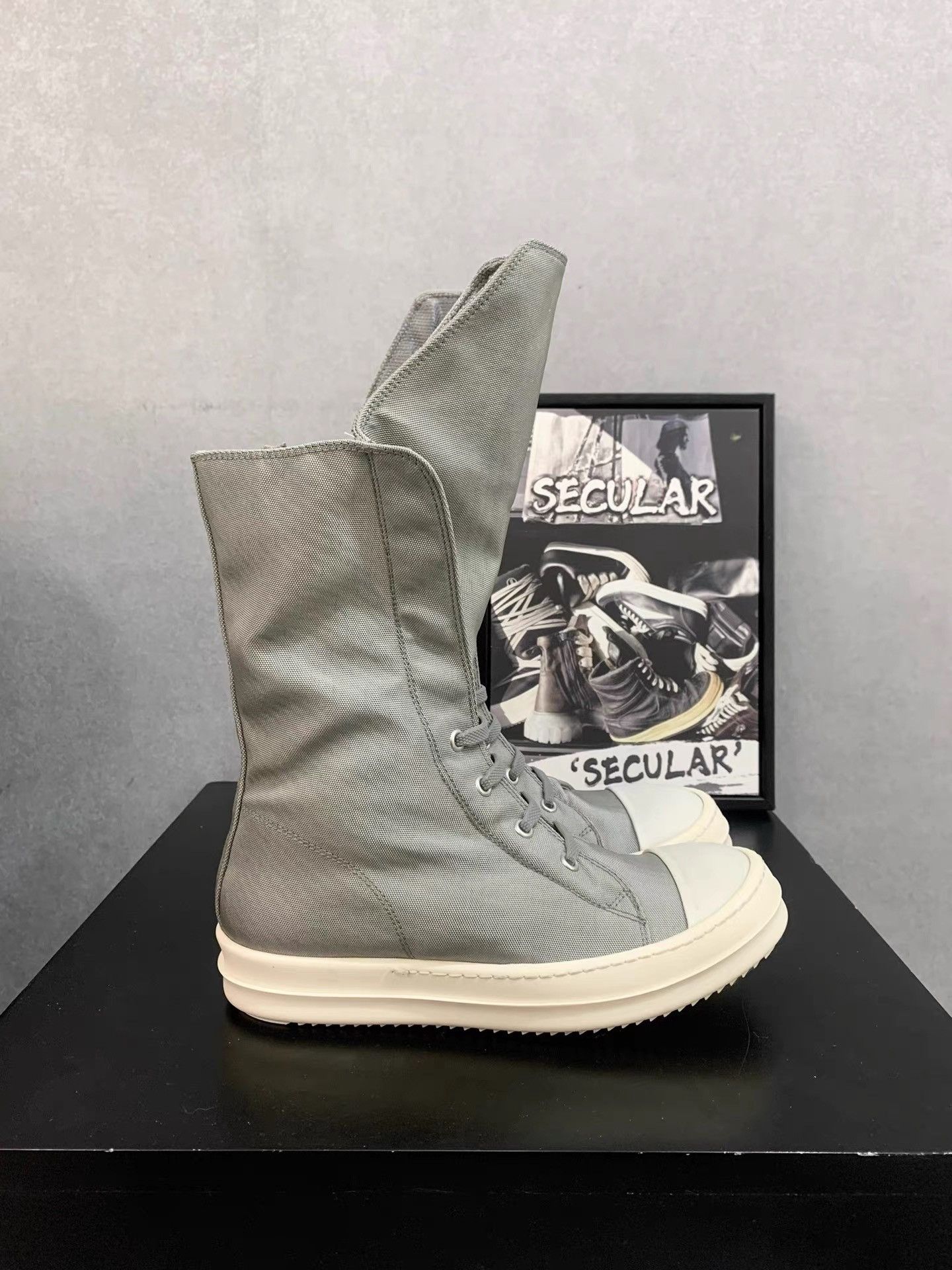 Rick Owens Rick Owens 16FW Olive Green Extended Tongue High Tops K34 Size US 6 / IT 36 - 1 Thumbnail