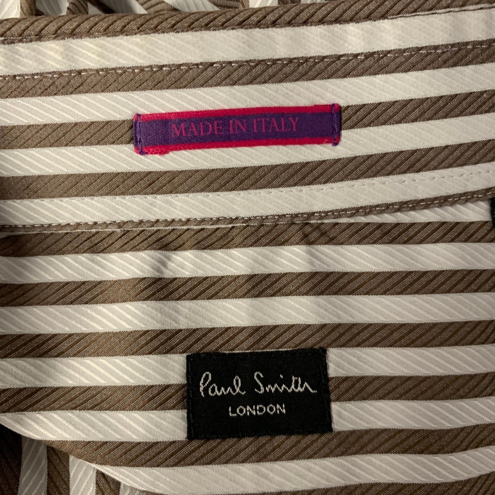 Paul Smith PAUL SMITH White Brown Striped Cotton Long Sleeve Shirt Size US XL / EU 56 / 4 - 5 Thumbnail
