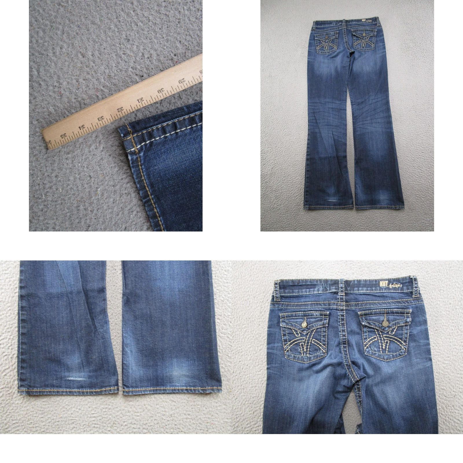 Vintage KUT from The Kloth So Low Rise Bootcut Jeans Dark Wash Size 8 Blue Denim 5-Pocket Stretch Womens Regular Mid Rise Size 30" / US 8 / IT 44 - 9 Thumbnail
