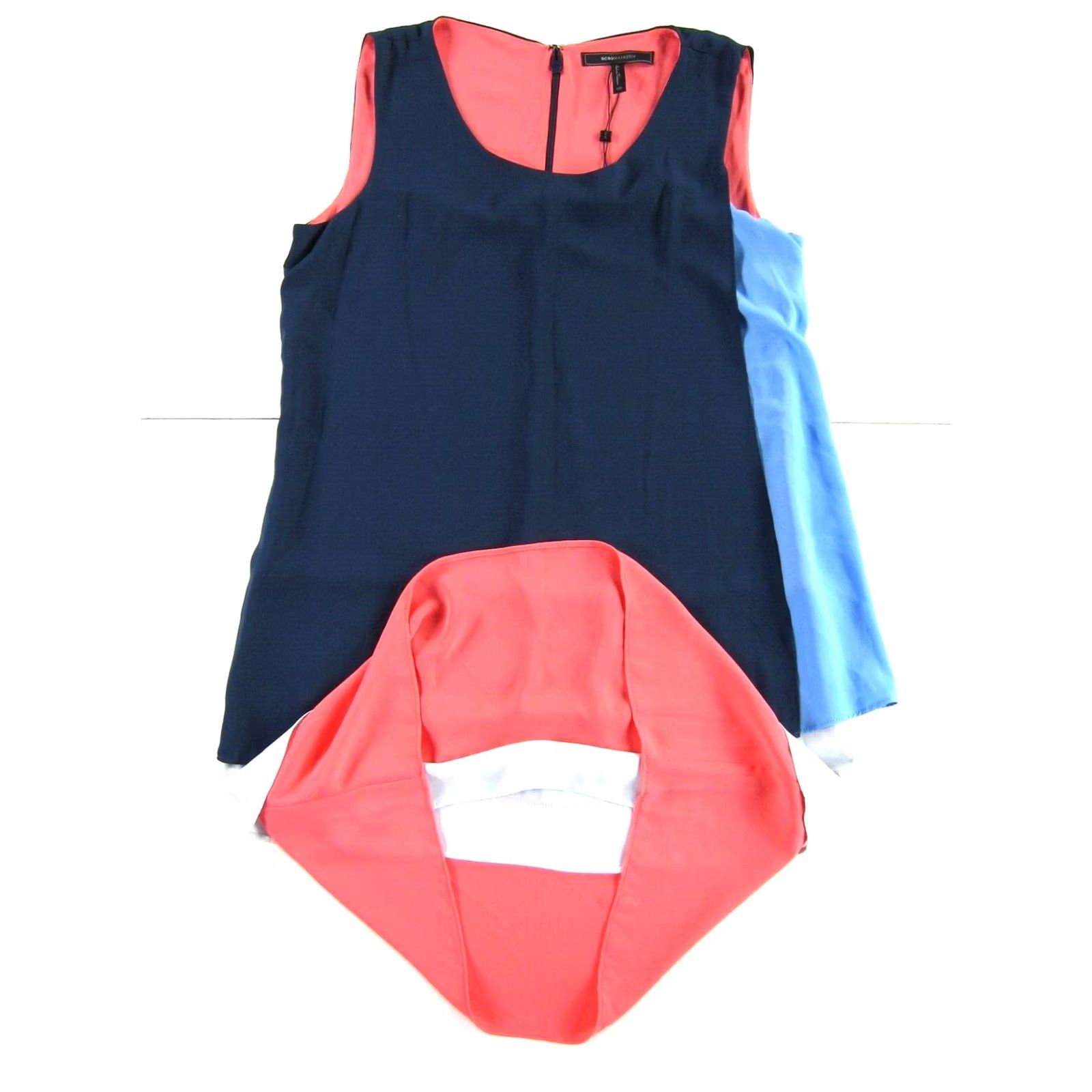 Bcbgmaxazria NWT BCBGMAXAZRIA Haley Blue White Coral Sleeveless Tunic Shift Tank Dress 8 Size M / US 6-8 / IT 42-44 - 6 Thumbnail