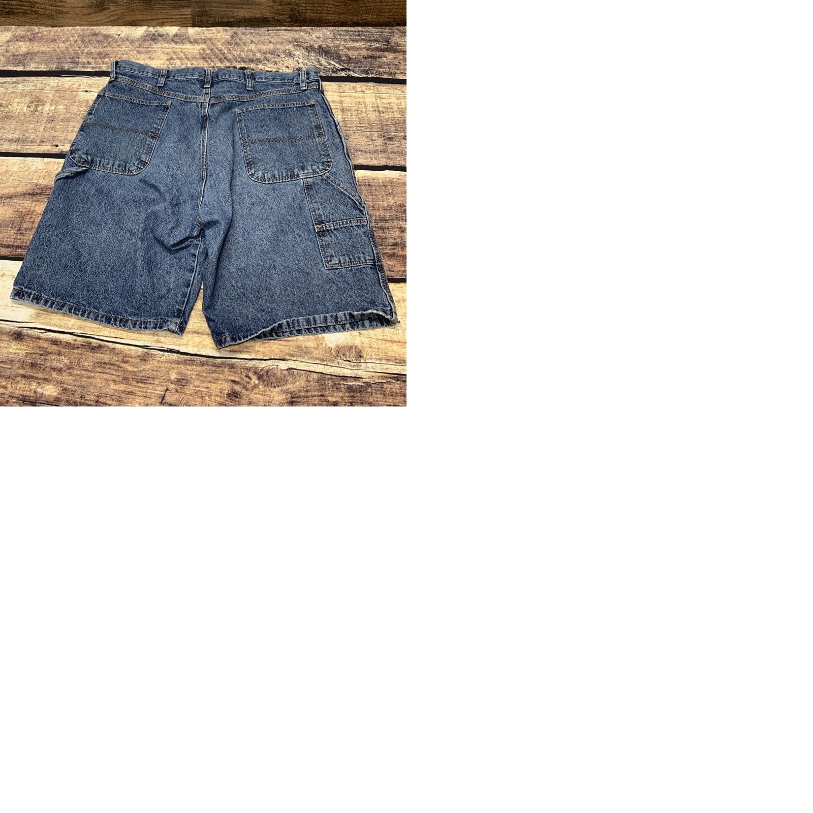 Denime Rustler Denim Jean Carpenter Shorts 100% Cotton Size 36 Work Cargo workwear Mens Shorts 80s 90s Blue Cotton Pockets Regular Inseam 10 Short Size US 44 / EU 60 - 9 Thumbnail