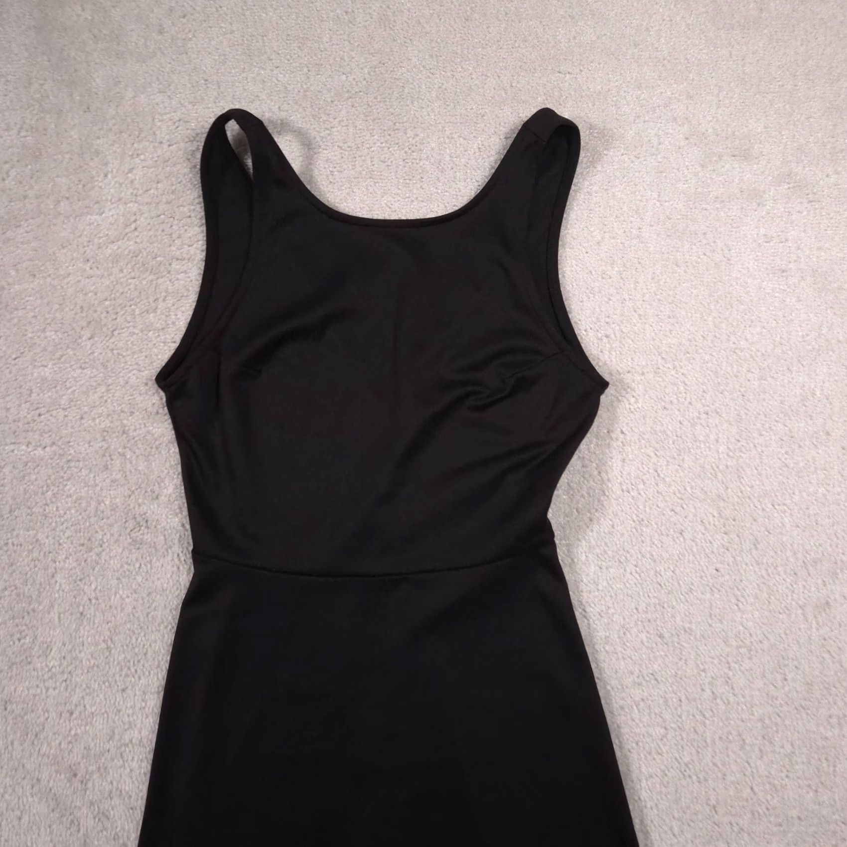 H&M Divided by H&M Black Solid Fit & Flare Strappy Sleeveless Short Dress Womens 8 Size 30" / US 8 / IT 44 - 3 Thumbnail