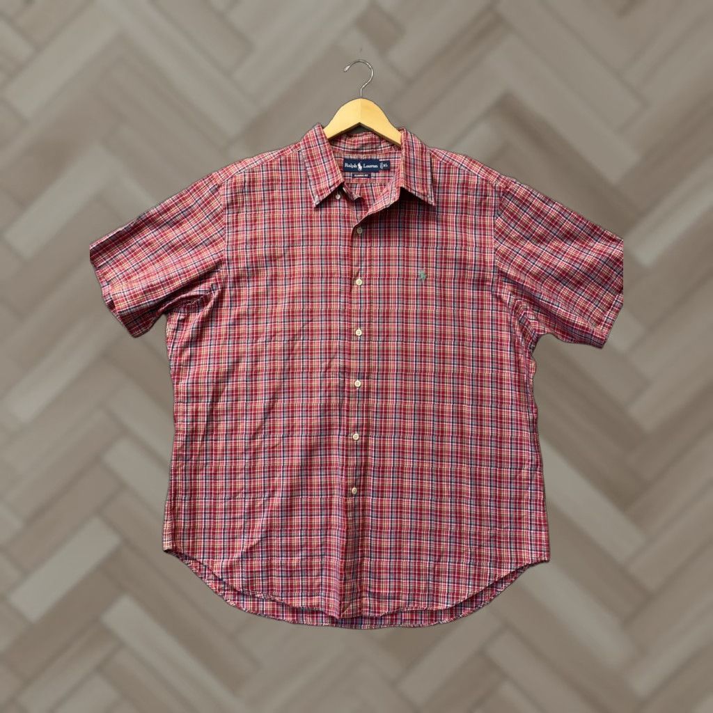 Ralph Lauren Ralph Lauren Button-Down Shirt Mens XL Red Plaid Classic Short Sleeves Polo Pony Logo Embroidered Signature Accent Size US XL / EU 56 / 4 - 1 Thumbnail