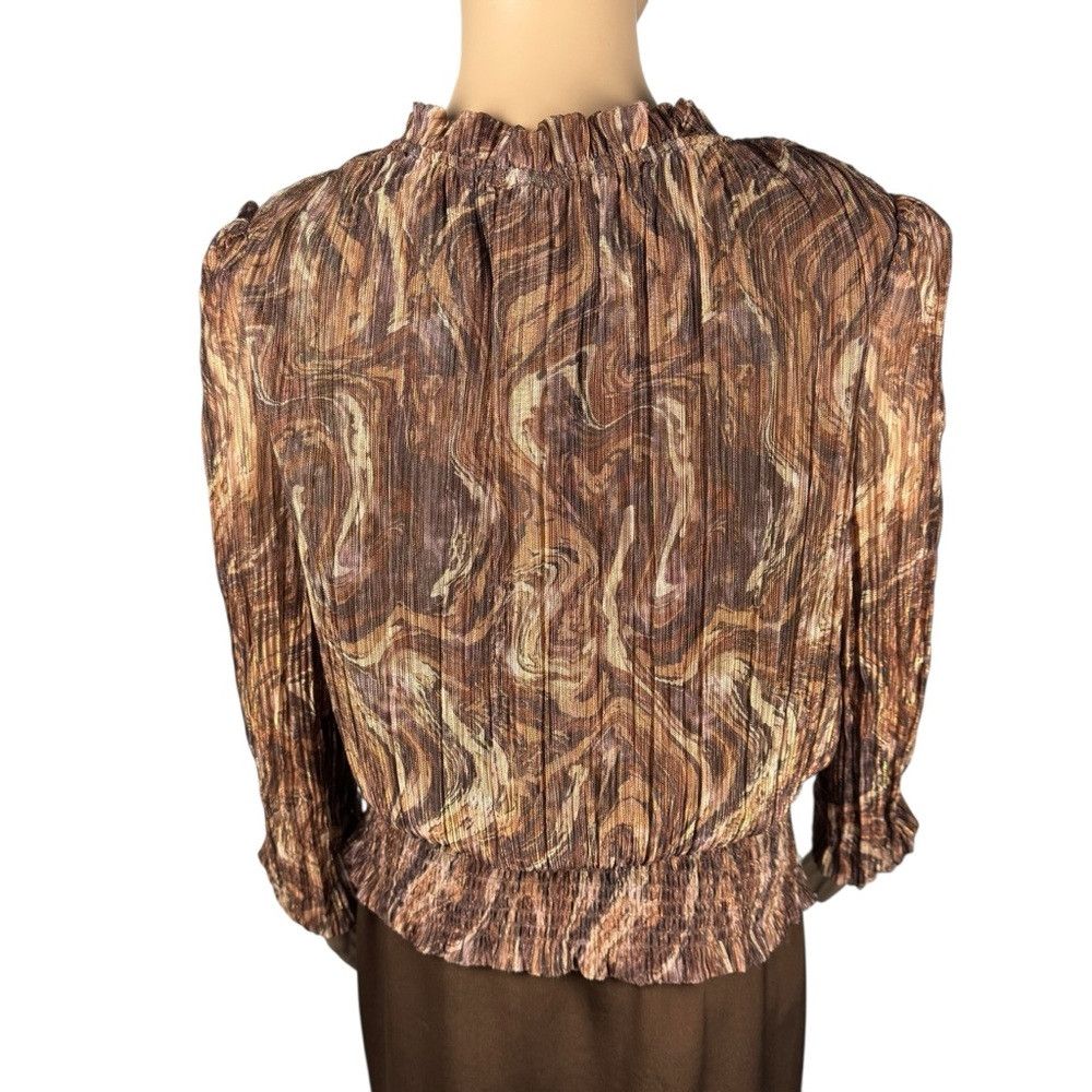 Joie NWT New Joie Long Sleeve Marble Smocked Waist Blouse Size L Size L / US 10 / IT 46 - 4 Thumbnail