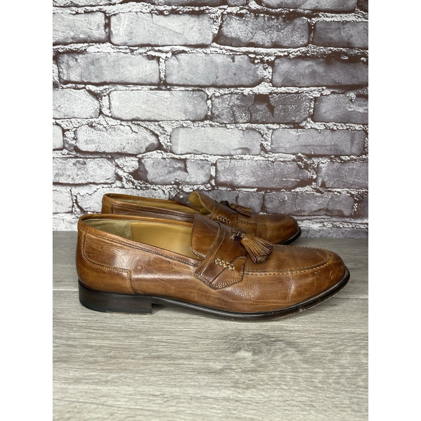 Johnston & Murphy Johnston & Murphy Brown Leather Tassel Loafers Dress Shoes M Size US 11.5 / EU 44-45 - 2 Thumbnail