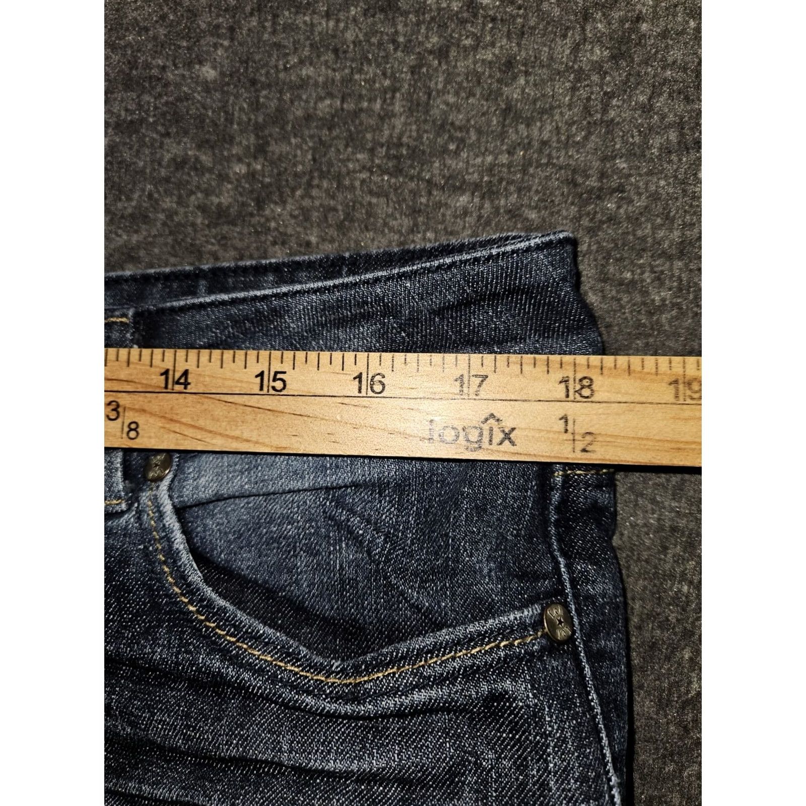 Vintage L.E.I. Ashley Trouble Jeans Skinny Denim 13 Juniors Low Rise Blue Embroidered, 90s Preppy Womens Jeans Size 34" / US 12 / IT 48 - 4 Thumbnail
