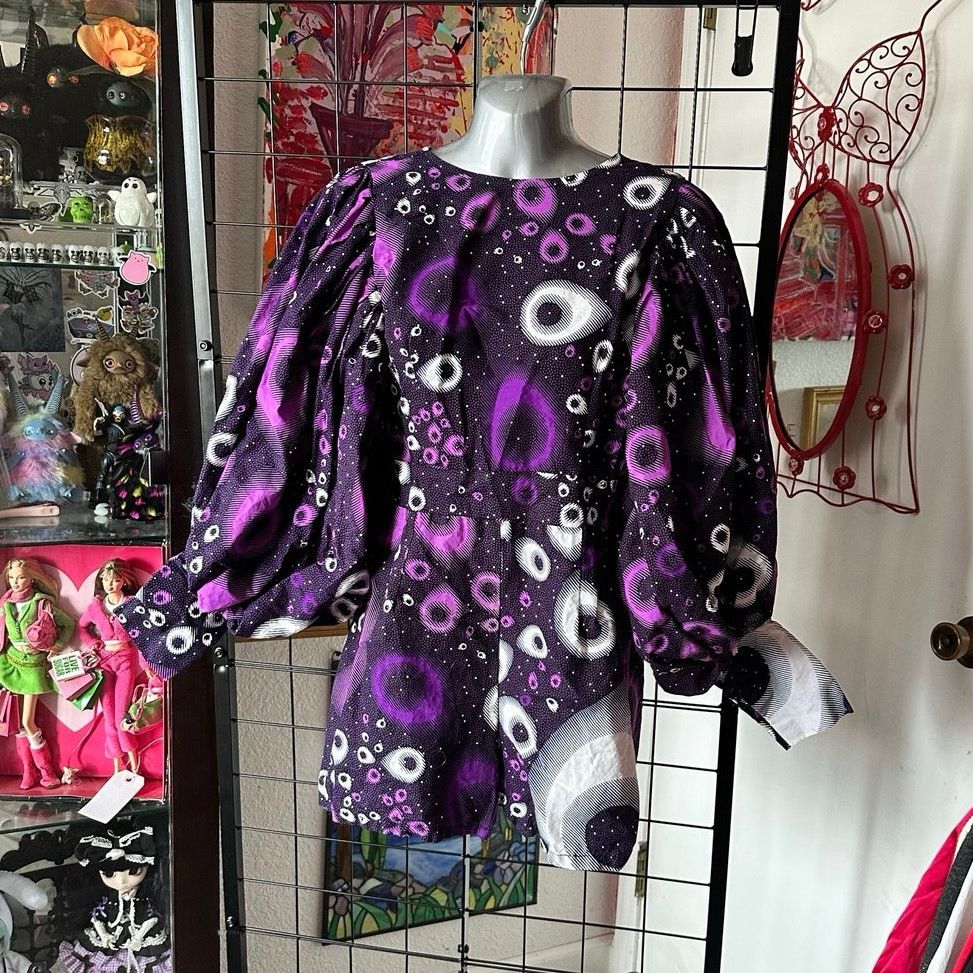 Handmade handmade 80’s inspired bubble sleeve purple bubble romper Size 26" / US 2 / IT 38 - 1 Thumbnail