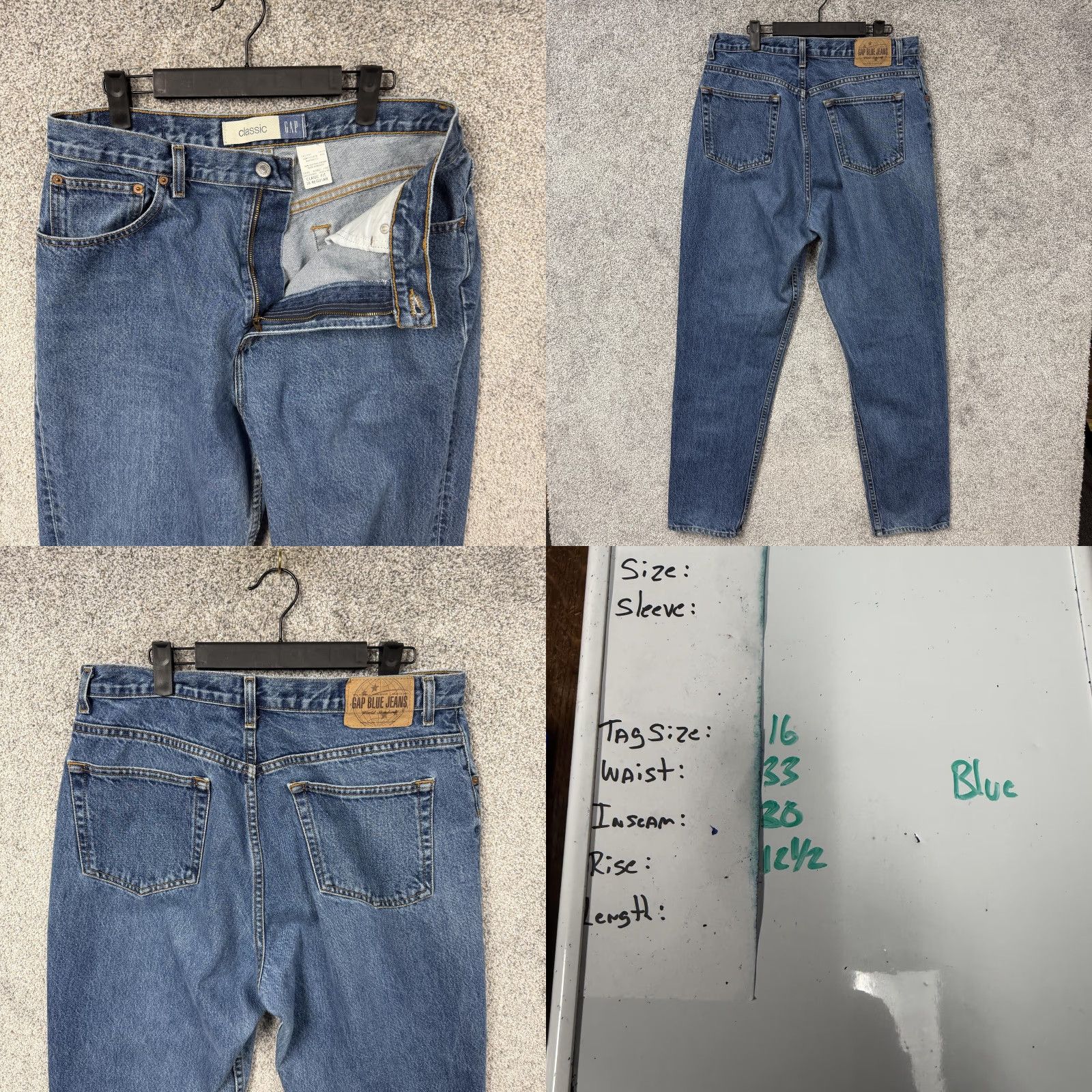 Gap VINTAGE Gap Jeans Womens 16 Regular 33x30 Blue Denim High Rise Classic Fit Tapered 5-Pocket Grunge 90s Size 38" / US 16 / IT 52 - 8 Thumbnail