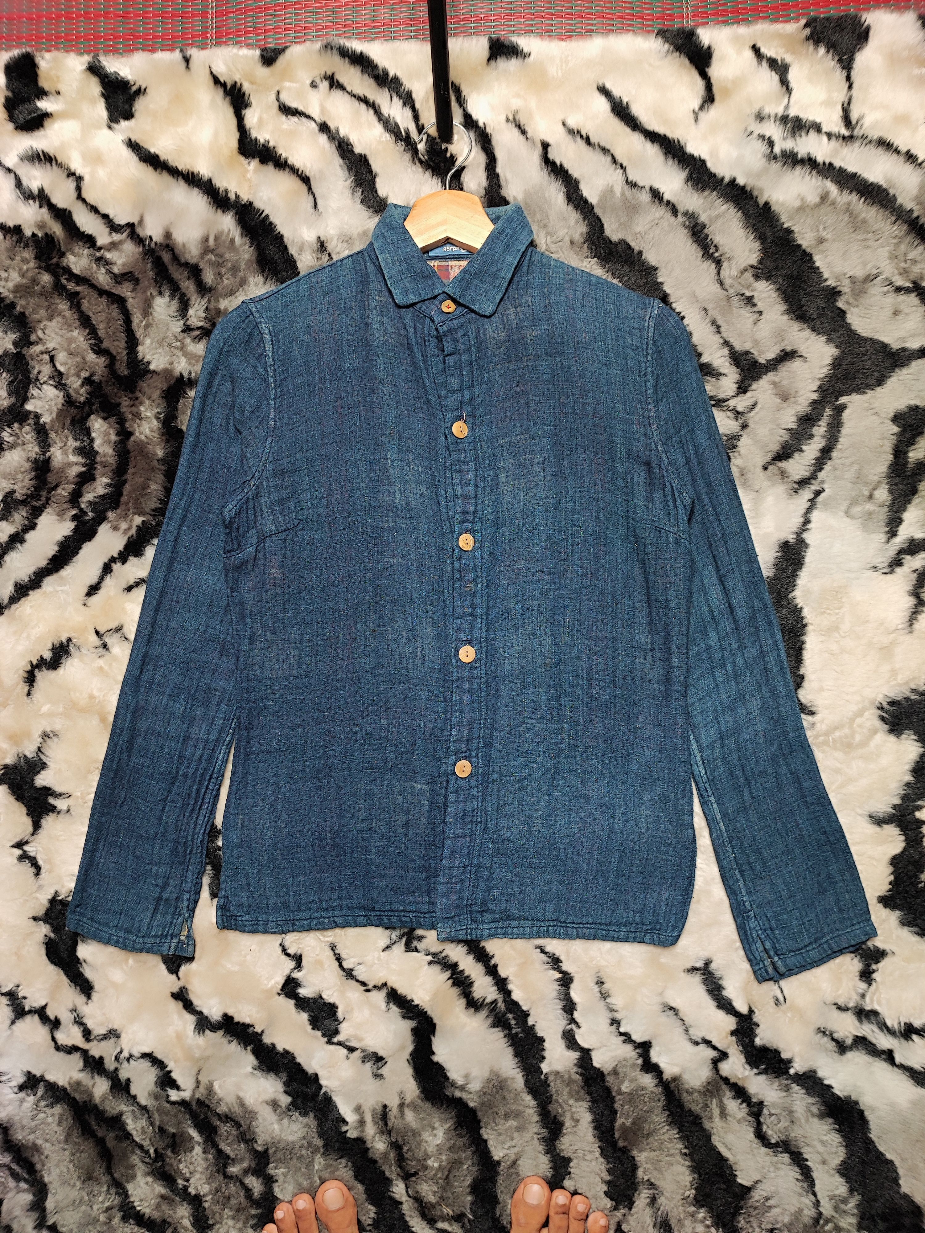 45rpm Vintage 45rpm Indigo Dyed Plaid shirt Size US S / EU 44-46 / 1 - 2 Thumbnail