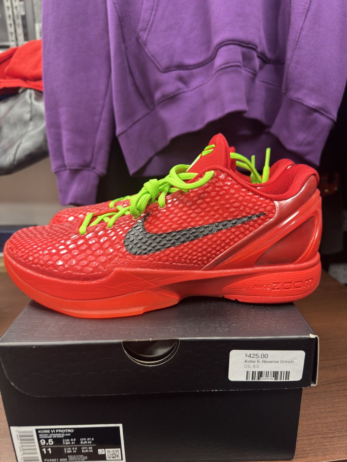 Nike Kobe VI Protro Reverse Grinch Size US 9.5 / EU 42-43 - 2 Thumbnail