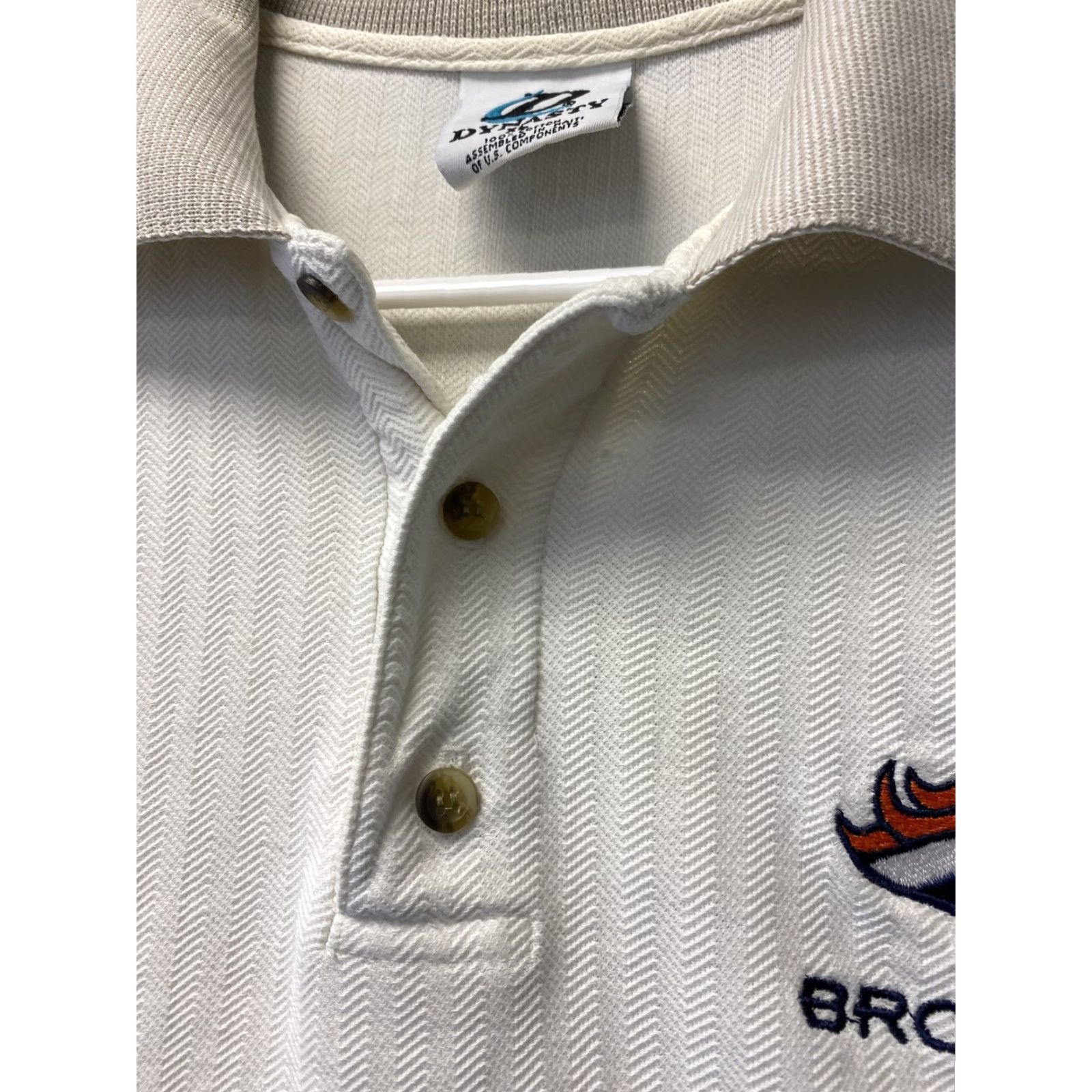 Vintage VINTAGE DYNASTY Polo Shirt Denver Broncos Embroidered White Adult XL Solid Mens Size US XL / EU 56 / 4 - 3 Thumbnail