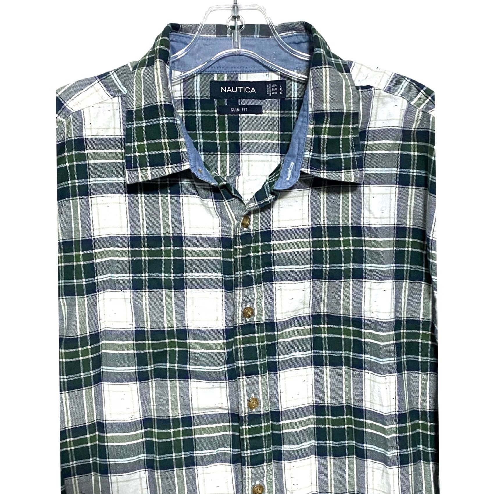 Nautica Nautica Slim Fit Flannel Green Plaid Button Shirt Mens L Garpcore Grunge Preppy Shirt Size US L / EU 52-54 / 3 - 2 Thumbnail