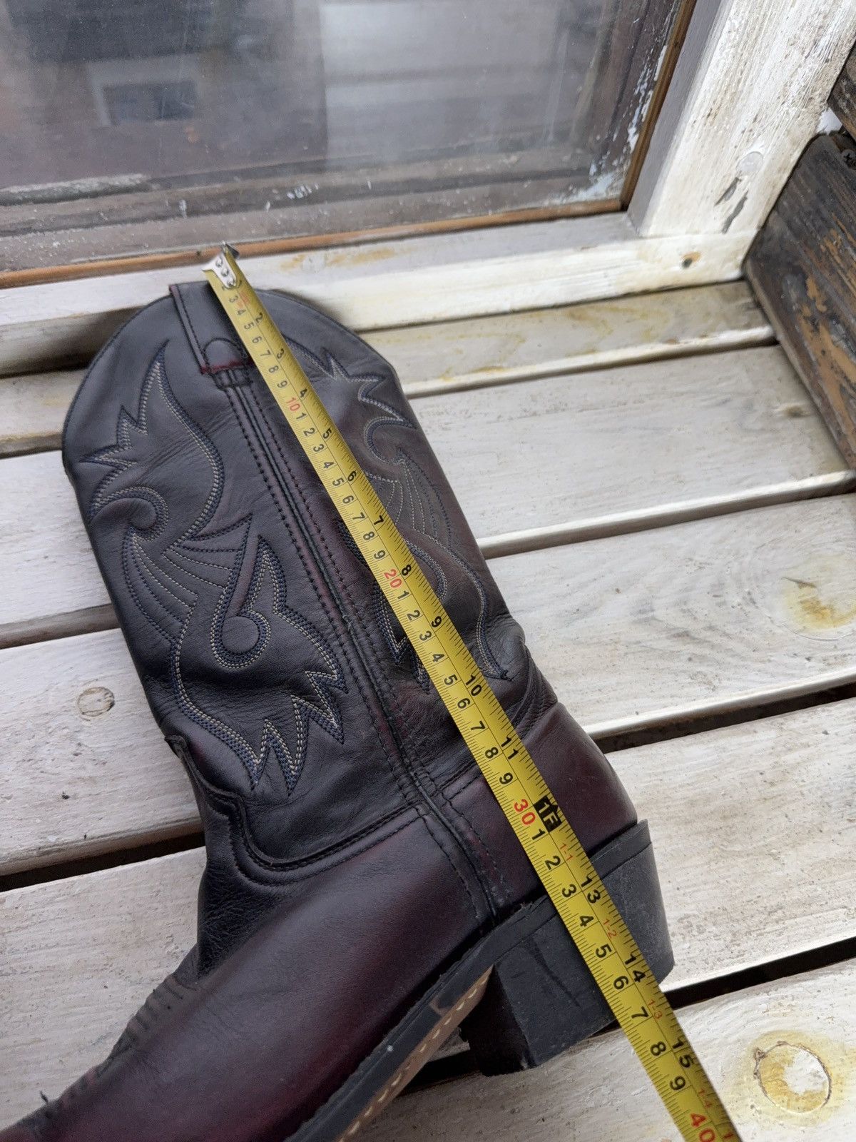 Vintage Retro Vintage Western Cowboy Leather Boots Burgundy Black Size US 8 / EU 41 - 22 Thumbnail
