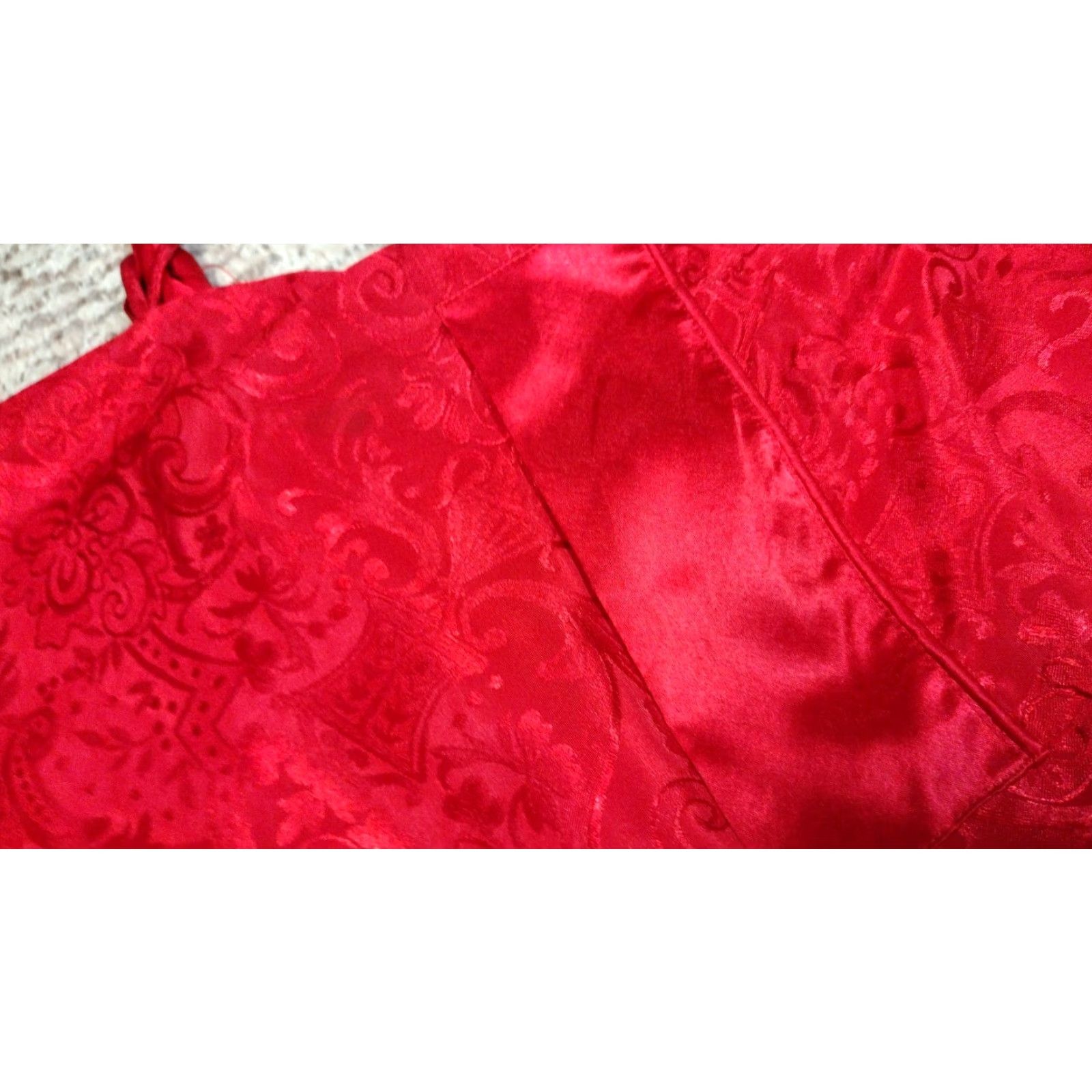Victoria's Secret VINTAGE Victoria's Secret Robe Kimono P/S Red Satin Polka Dot Belted 3/4 Sleeve Women Size ONE SIZE - 3 Thumbnail