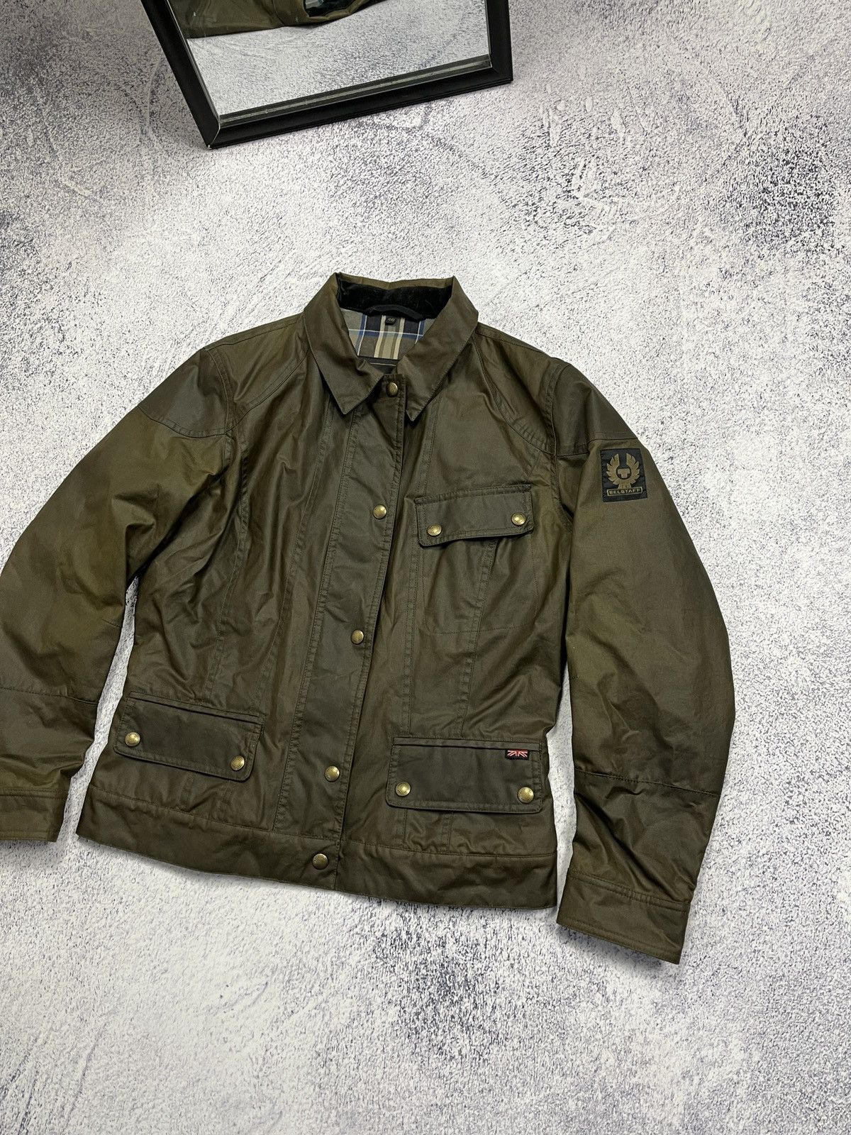 Belstaff × Vintage Belstaff Moto Waxed Women’s Plaid Jacket Cropped Biker Rare Size L / US 10 / IT 46 - 5 Thumbnail