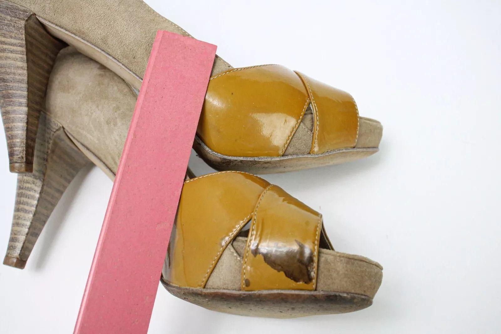 Fendi FENDI Women's EU 38 Peep Toe Patent & Suede Leather Heel Size US 8 / IT 38 - 10 Thumbnail