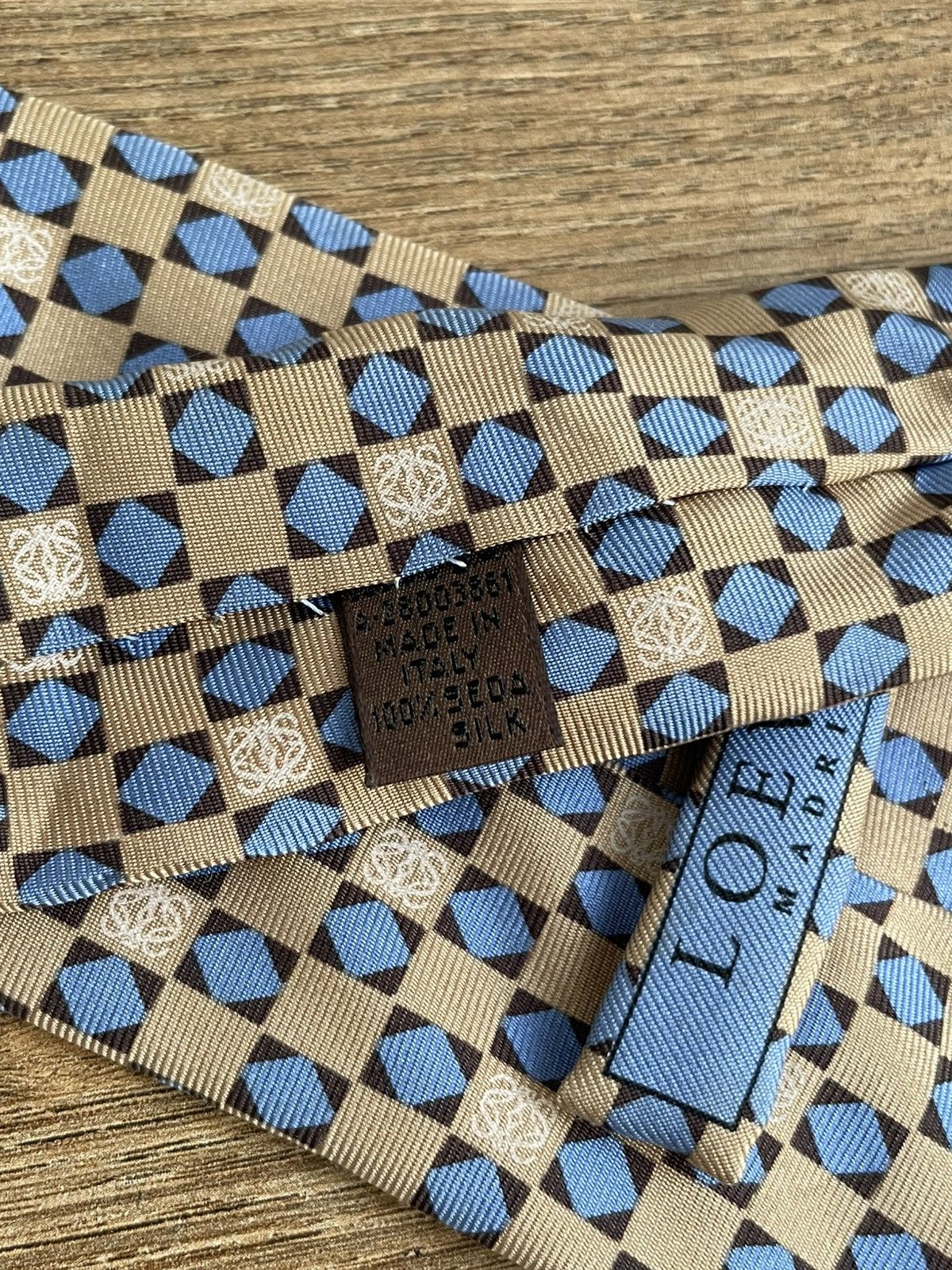 Loewe Loewe Madrid Silk Tie Monogram Logo Yellow Blue Mundo Loewe Size ONE SIZE - 10 Thumbnail