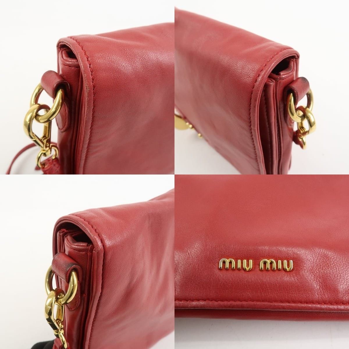 Miu Miu Miu Miu Logo Nappa Leather Flap Bag Red Size ONE SIZE - 6 Thumbnail