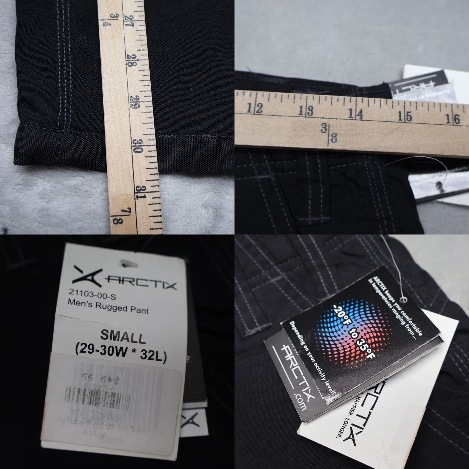 Doublet Arctix Pants Men Small Black Cargo Fleece Lined Double Knee 29x30 Cargo Pocket Winter Workwear Rugged Outdoor Mens Size US 29 - 8 Thumbnail