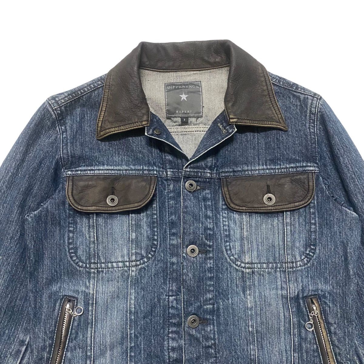 Le Grande Bleu (L.G.B.) Difference Rupert Denim Jacket Leather Trimmed LGB Size US M / EU 48-50 / 2 - 3 Thumbnail
