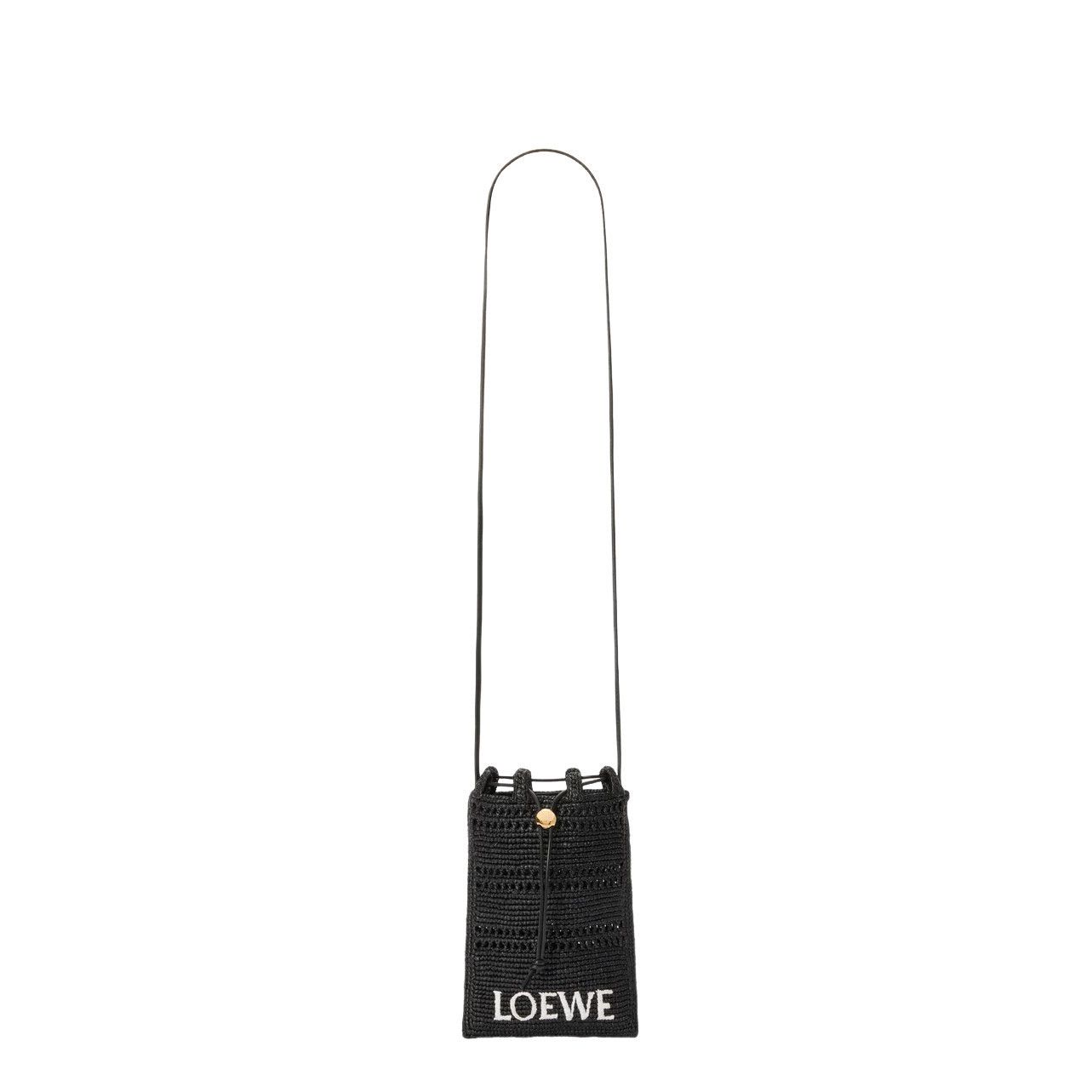 Loewe LOEWE $950 Black Raffia Drawstring Mini Crossbody Bag New & Size ONE SIZE - 2 Thumbnail
