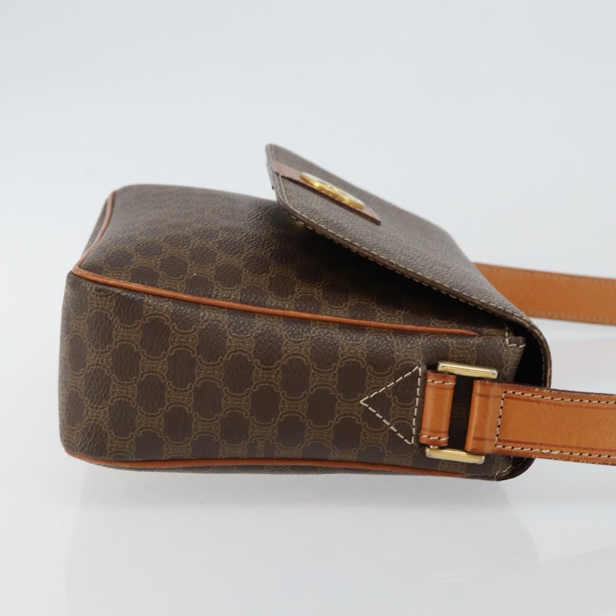 Celine CELINE Macadam Canvas Shoulder Bag Pvc Leather Brown Gold Size ONE SIZE - 4 Thumbnail