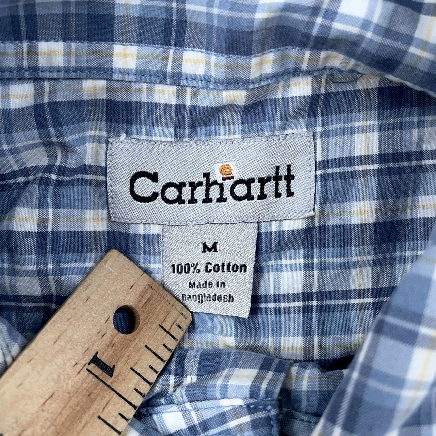Carhartt Carhartt Shirt Mens Medium Light Blue Plaid Short Sleeve Button Front Work Size US M / EU 48-50 / 2 - 7 Thumbnail