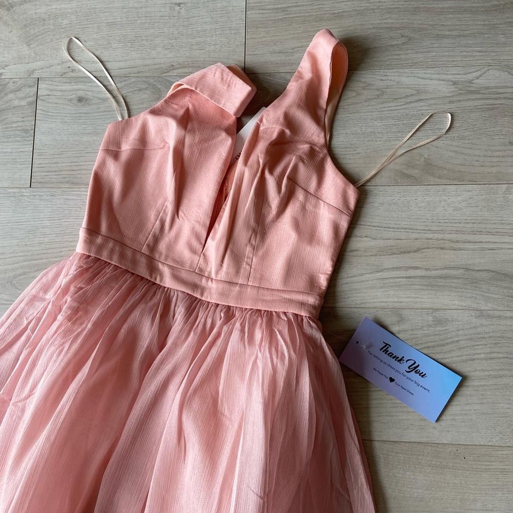Designer Rose Gold Long Deep-V-Neck Formal Prom Dress Size S / US 4 / IT 40 - 7 Thumbnail