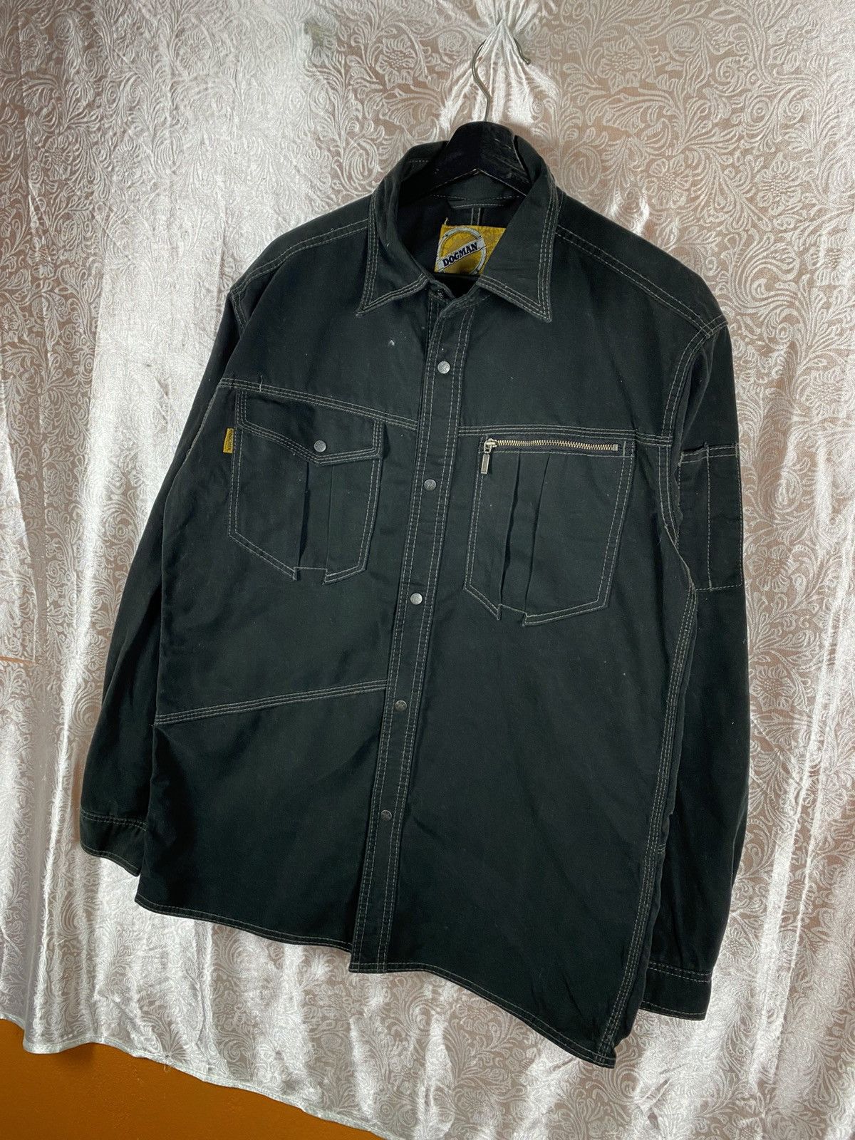 Japanese Brand Vintage DOGMAN Workwear Shirt Jacket Black Contrast Stitch Size US L / EU 52-54 / 3 - 4 Thumbnail