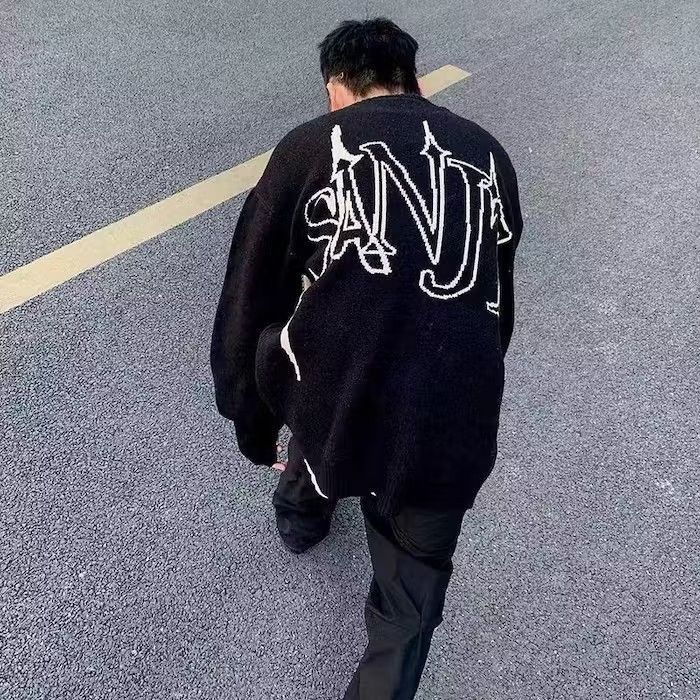 Broken Hearth Graphic Black Knit Sweater