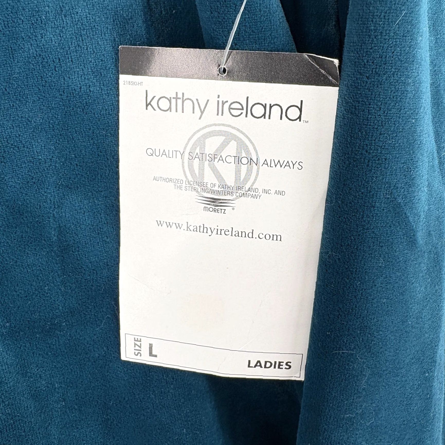 Velour Kathy Ireland Blouse Womens Large Blue Teal Velour Scoop Neck Long Sleeve VTG Size L / US 10 / IT 46 - 5 Thumbnail