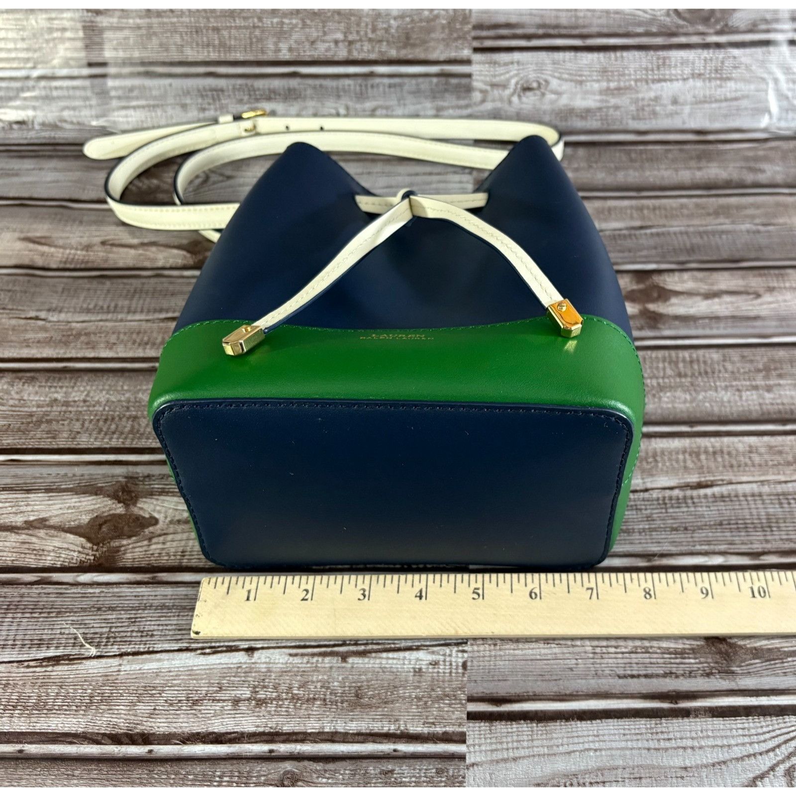 Lauren Ralph Lauren Lauren Ralph Lauren Leather Dryden Drawstring Bag color navy Size ONE SIZE - 8 Thumbnail