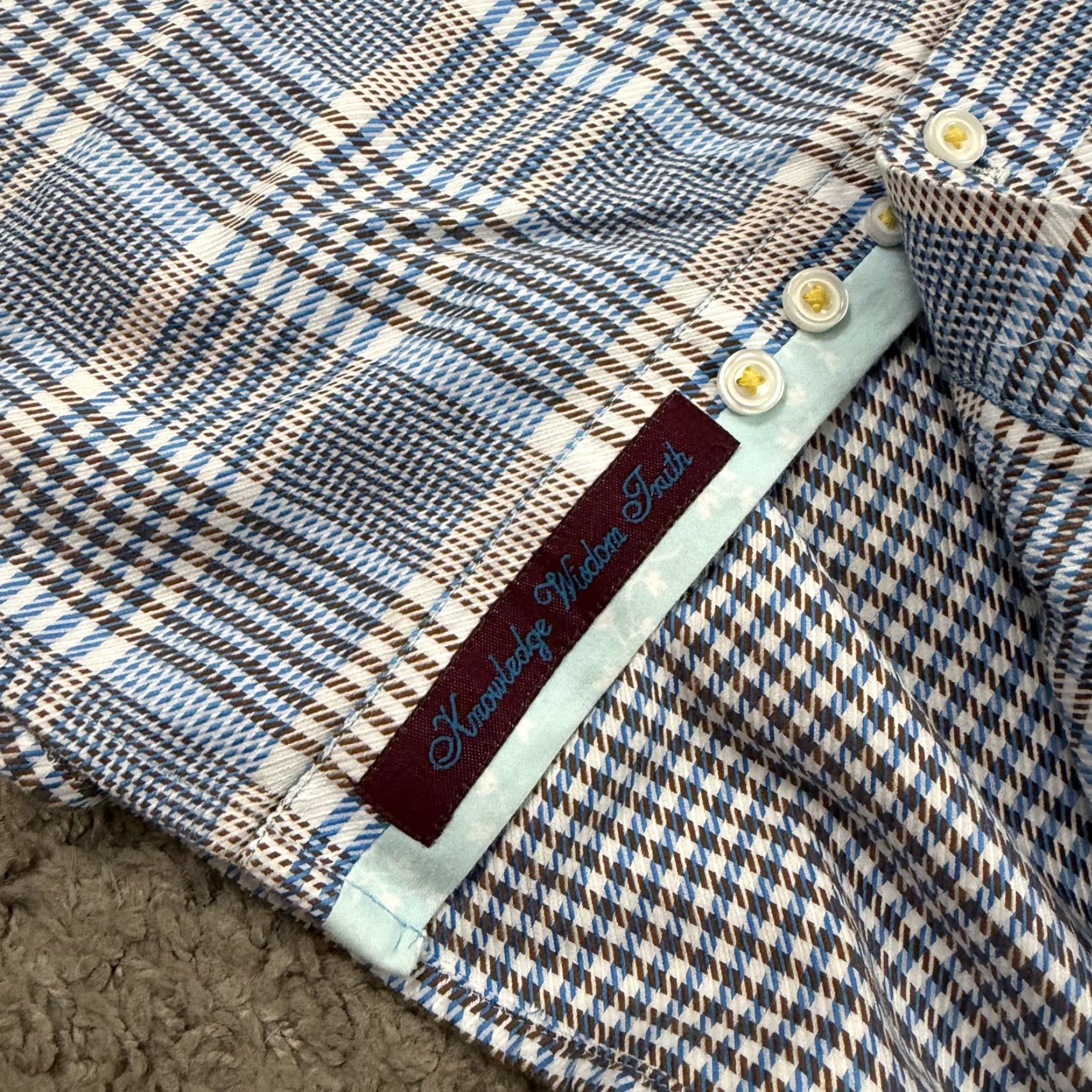 Robert Graham Robert Graham Shirt Mens 2XL Blue Glen Plaid Houndstooth Flip Cuff Long Sleeve Button-Up Casual Party/Cocktail Mens Size US XXL / EU 58 / 5 - 5 Thumbnail