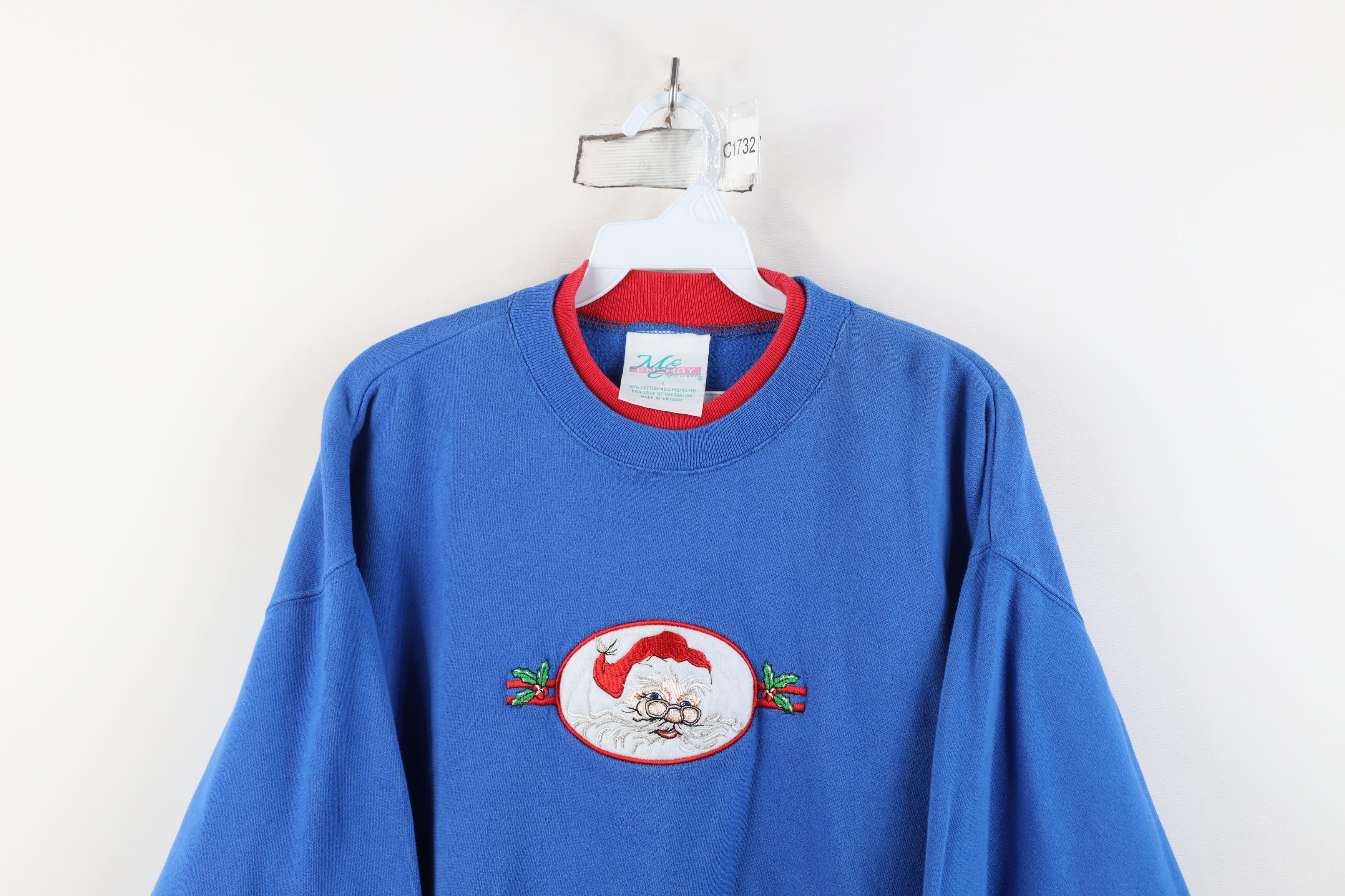 Vintage Vintage 90s Christmas Santa Claus Layered Sweatshirt Blue Size L / US 10 / IT 46 - 2 Thumbnail