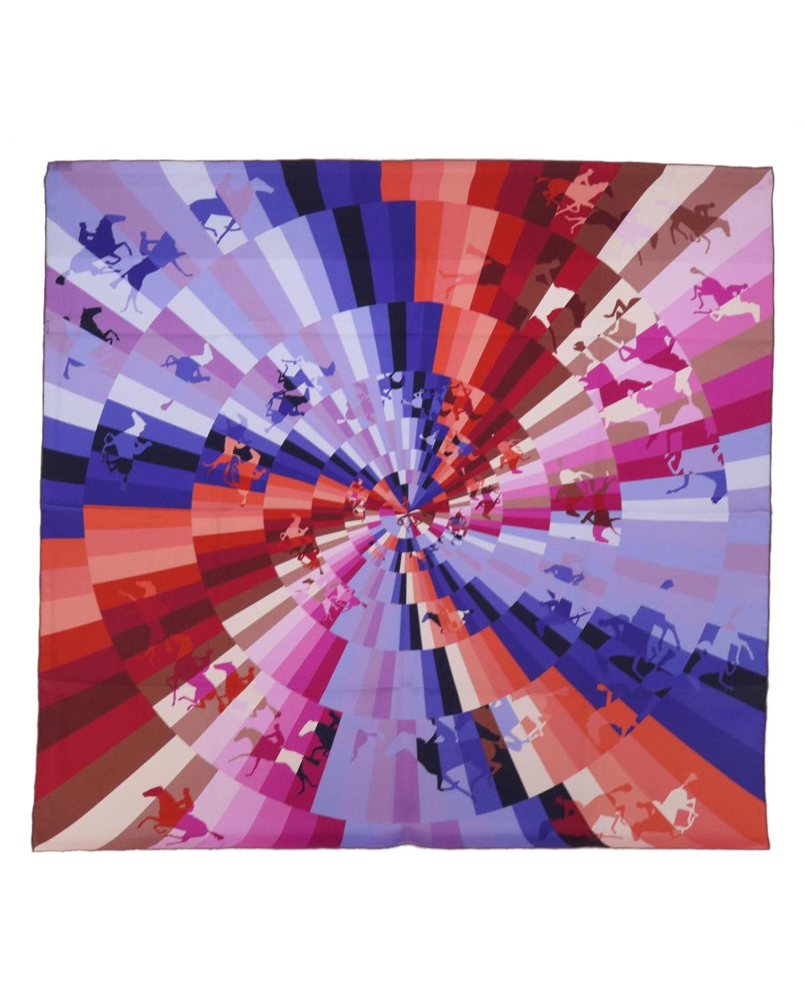image of Hermes Silk Multicolor Gallop Print Scarf in Purple, Women's