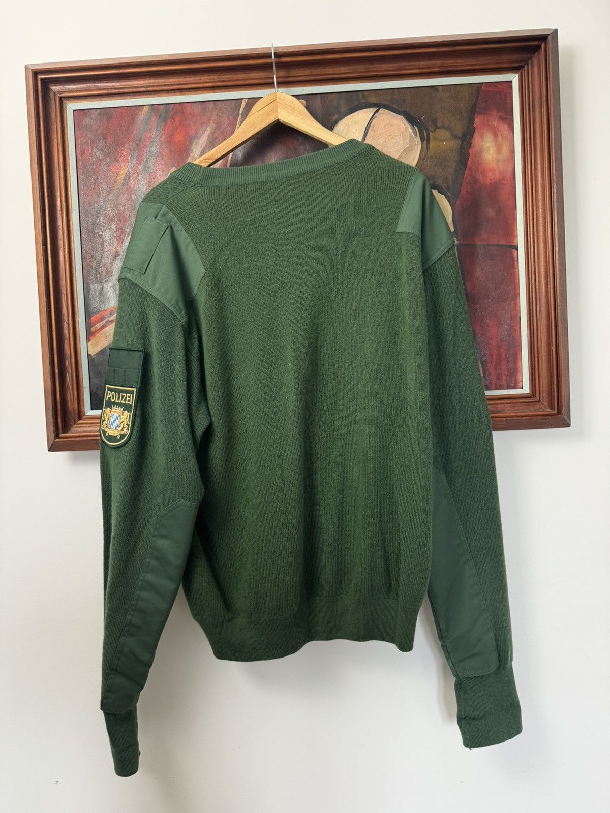 Vintage Avant Garde Polizei Knit Sweater German Police Wool Green Size US L / EU 52-54 / 3 - 3 Thumbnail