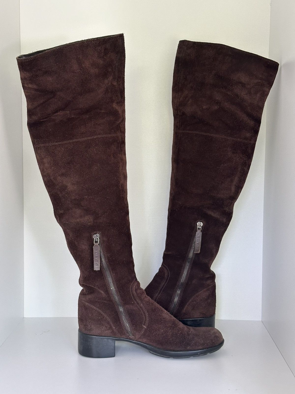 Designer × Prada Prada over the knee boots with dustbag Size US 7 / IT 37 - 6 Thumbnail