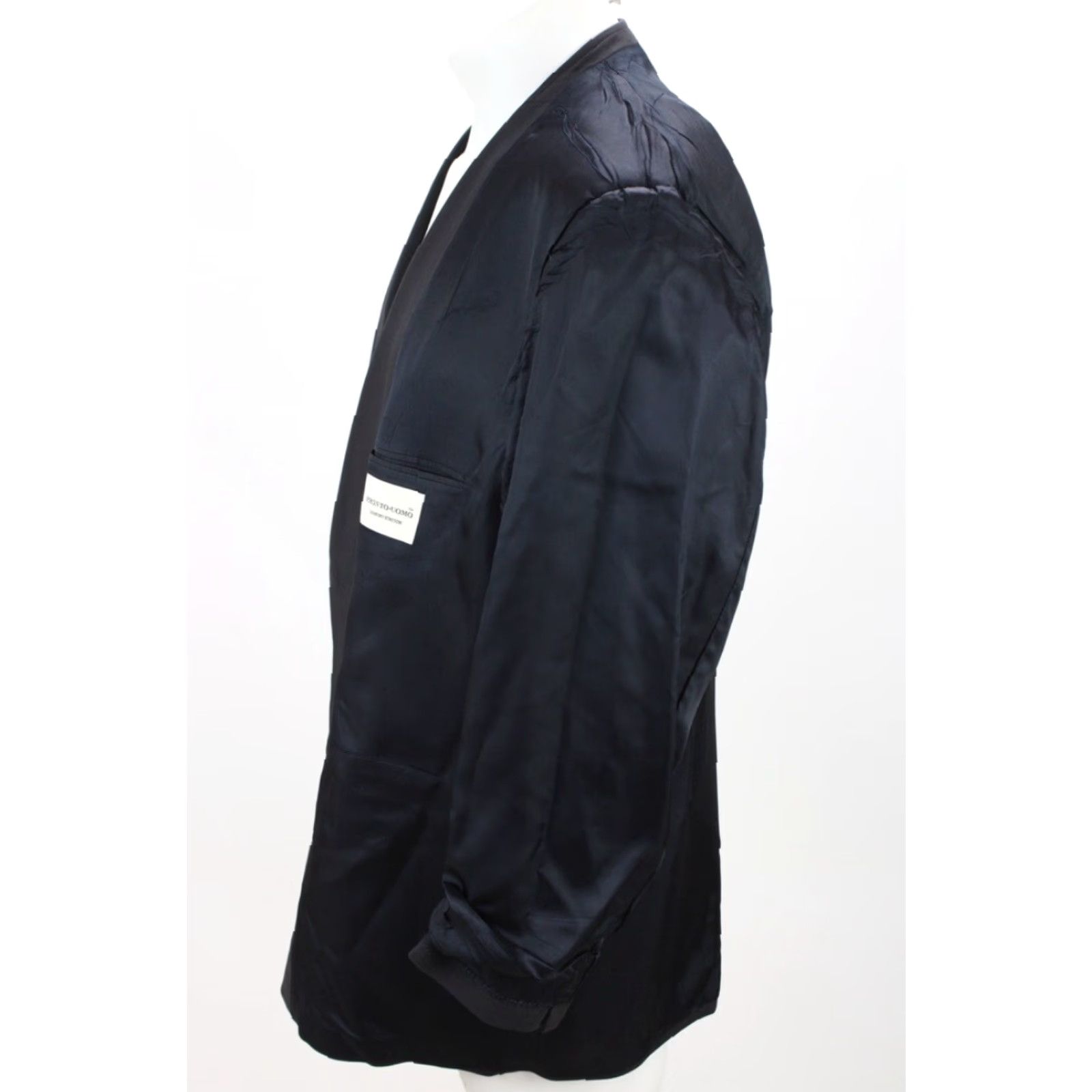 Pronto Uomo VINTAGE Pronto Uomo Blazer Mens 48R Black Wool Notch Lapel 2-Button Single-Breasted Regular Fit Dress Coat Men’s Size 48 Mens Black Size 48R - 7 Thumbnail