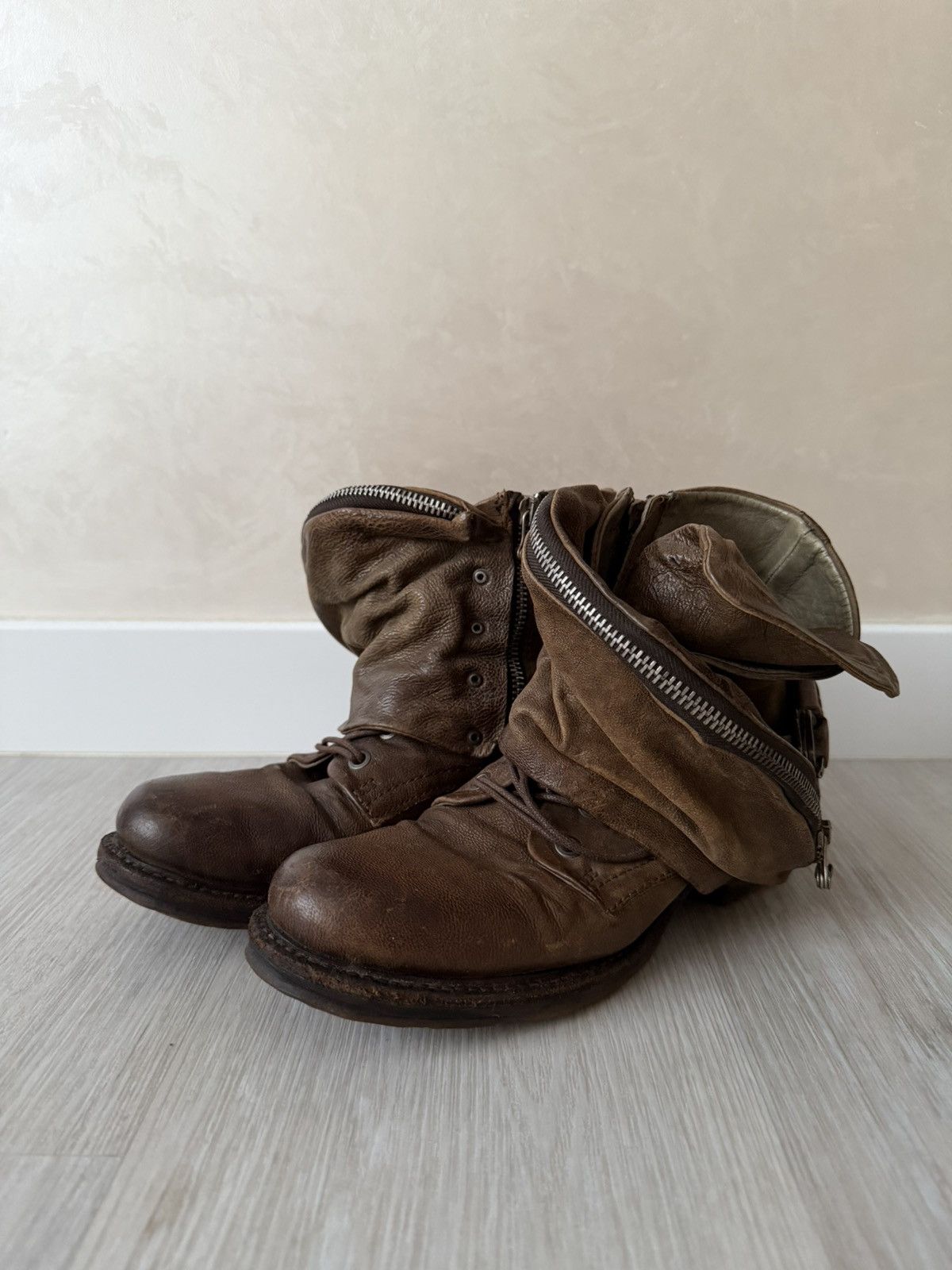 A.S.98 Vintage Italian AS 98 Rick Owens Style Leather Biker Boots Size US 7 / IT 37 - 6 Thumbnail
